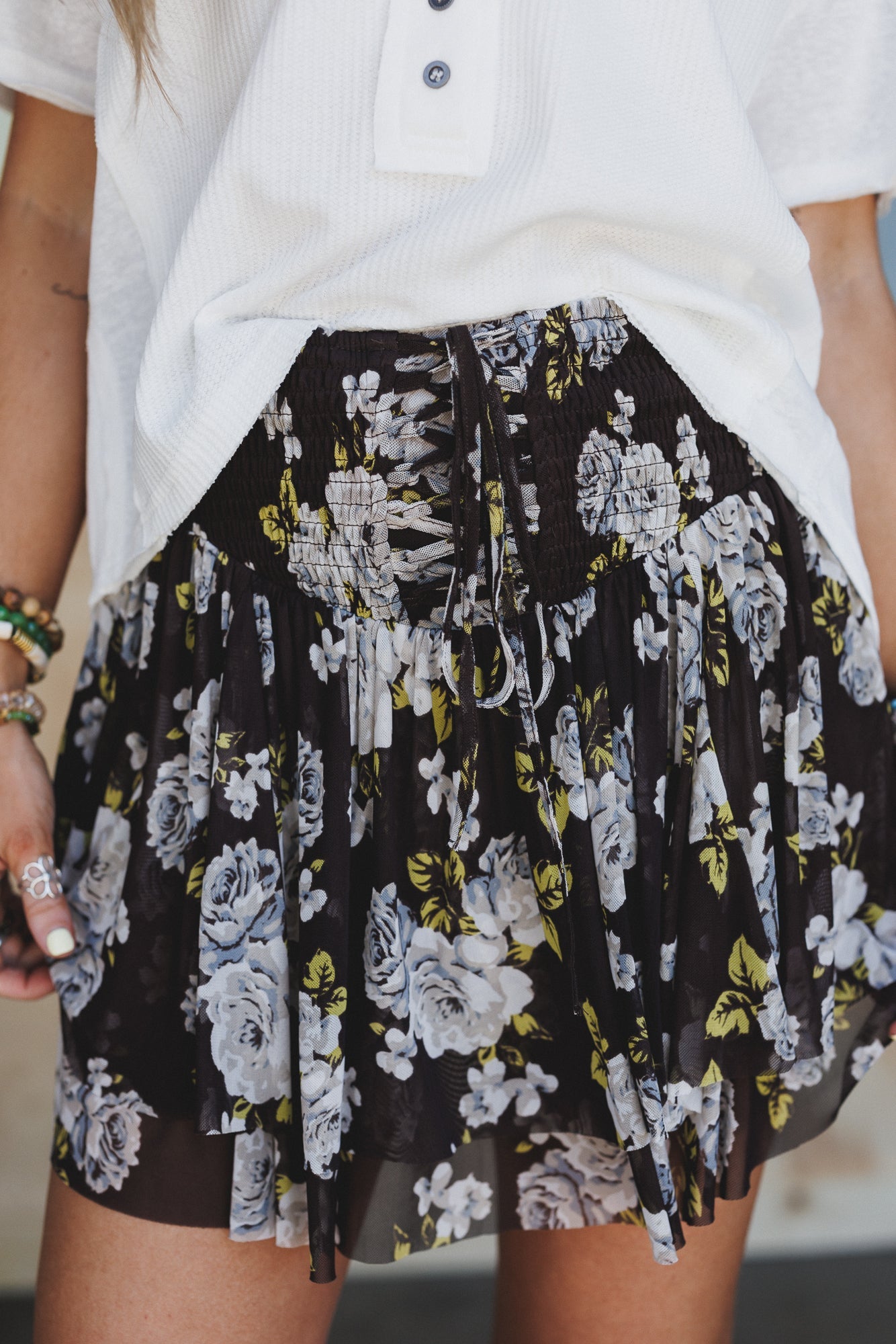 Rodeo Rose Mesh Skirt - Brown