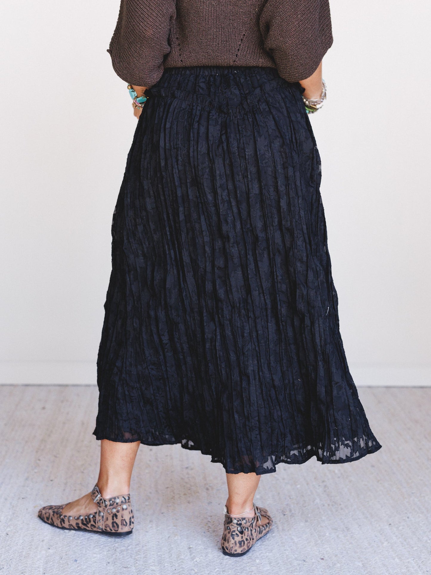 Coyote Bloom Floral Maxi Skirt - Black