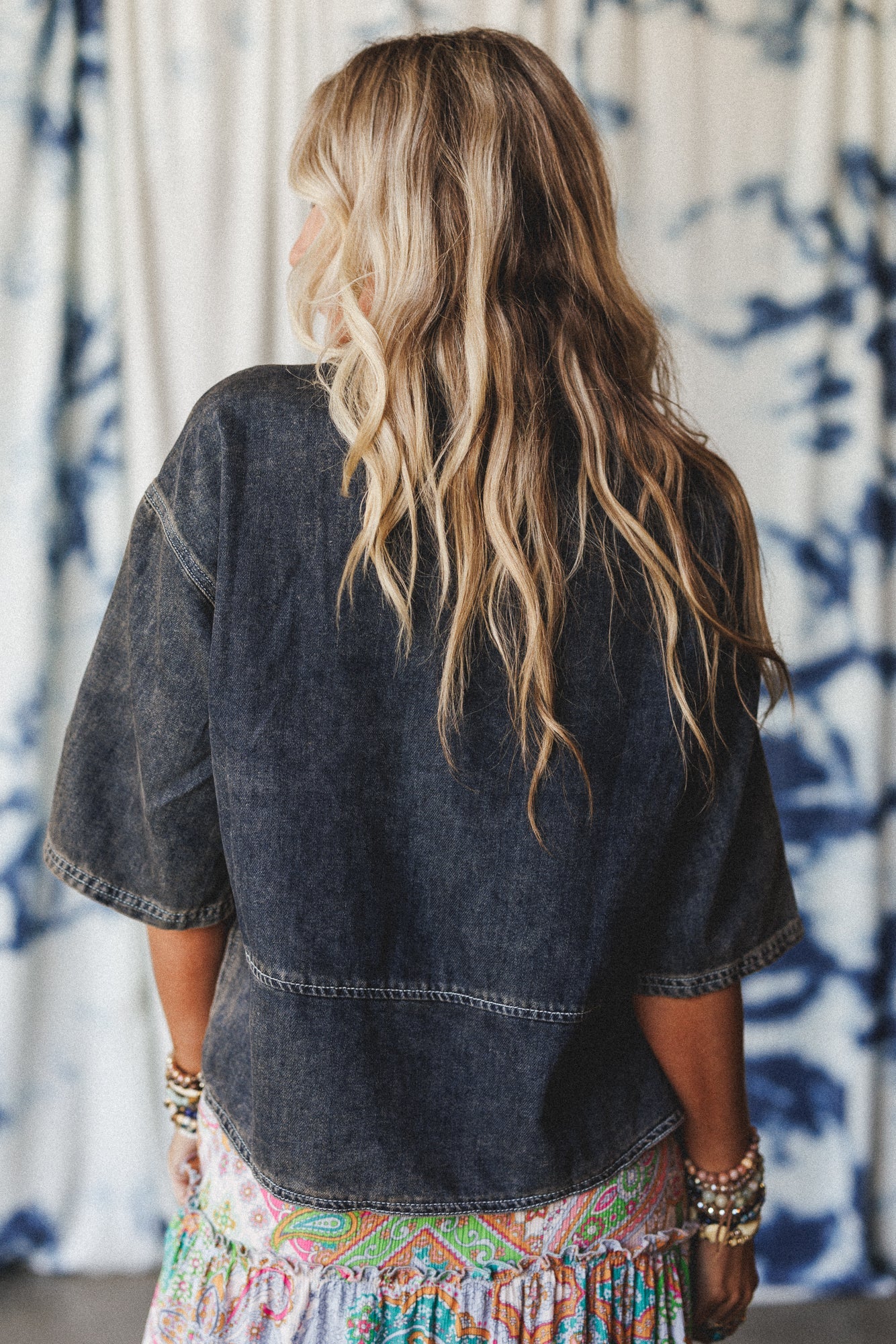 Saddle Up Style Denim Top - Gray Denim