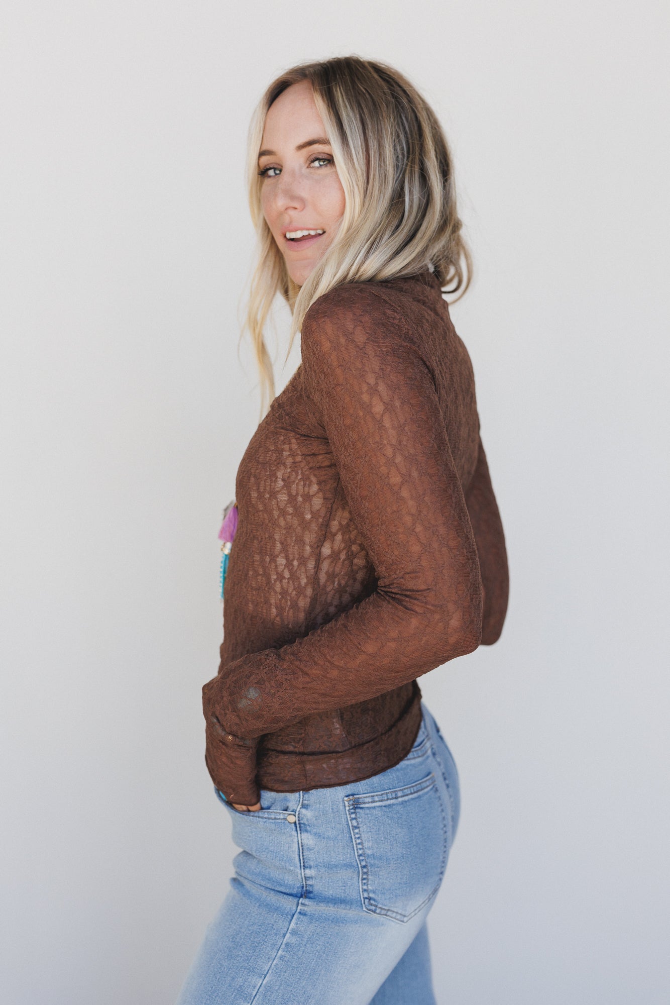 Just For Today Lace Top - Mocha