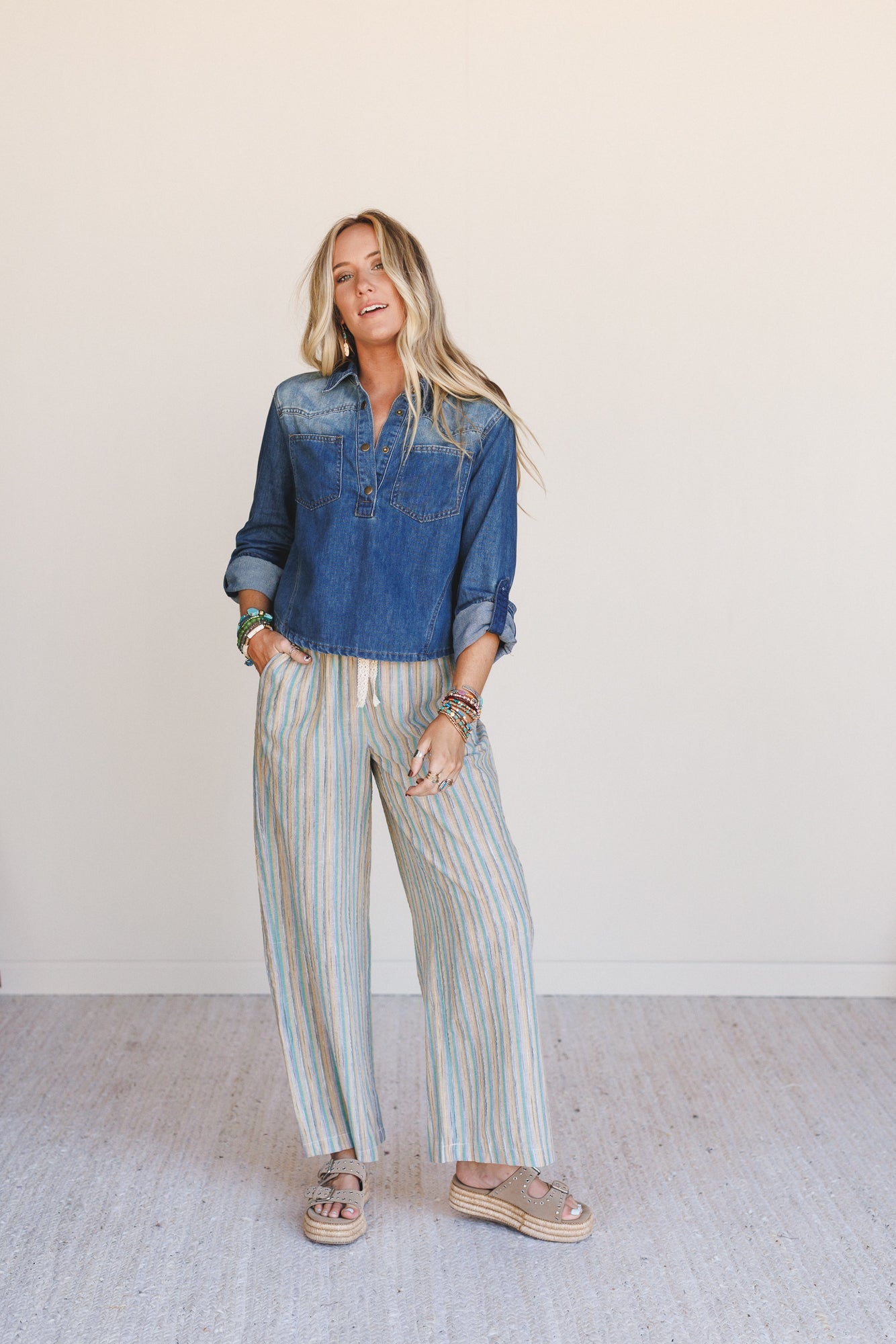 Sunkissed in Stripes Pants - Teal