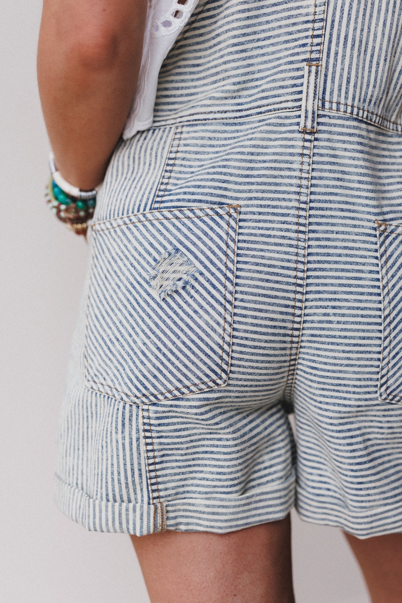 More To Love Denim Overalls - Denim Stripe