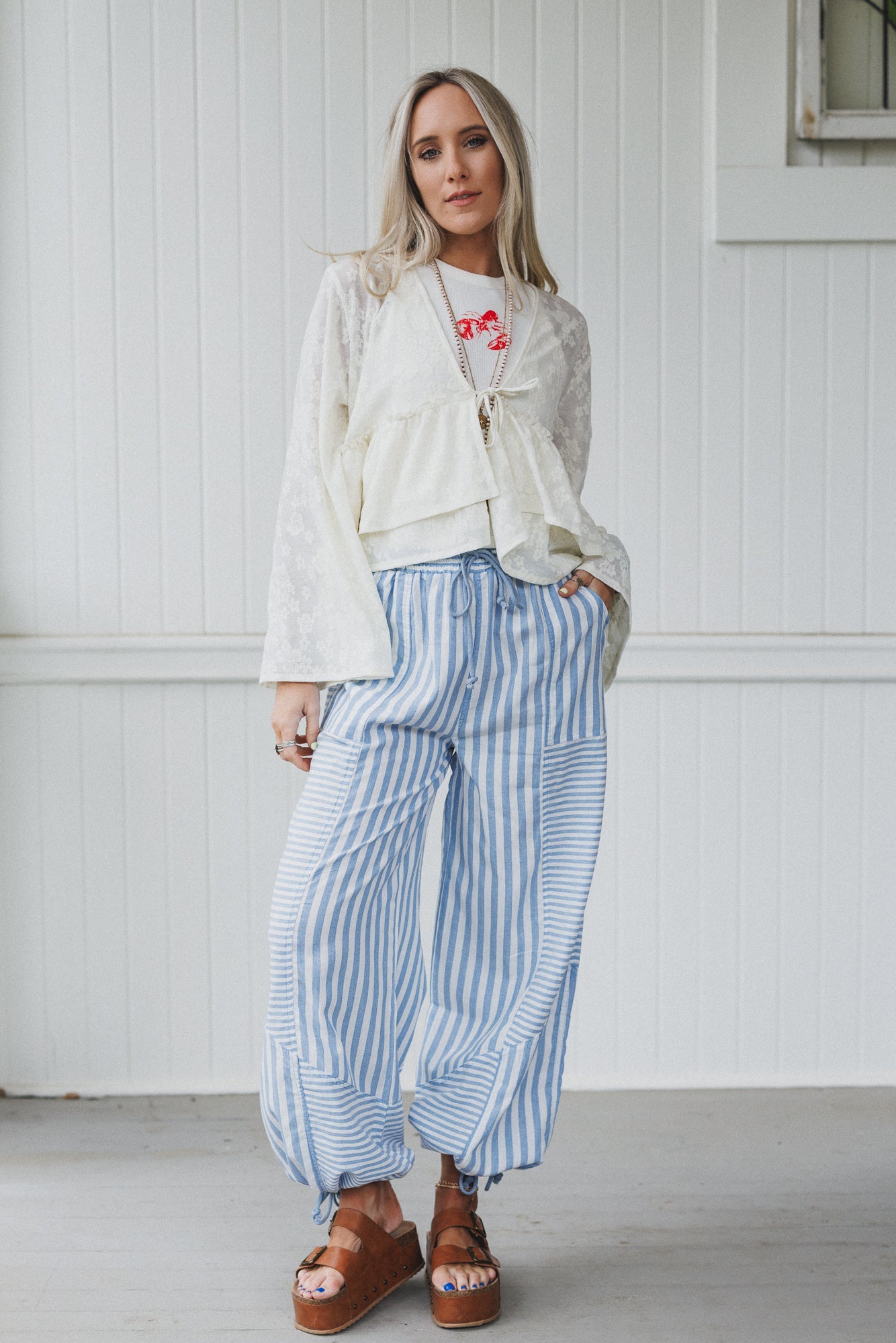 Aveline Striped Pants - Blue