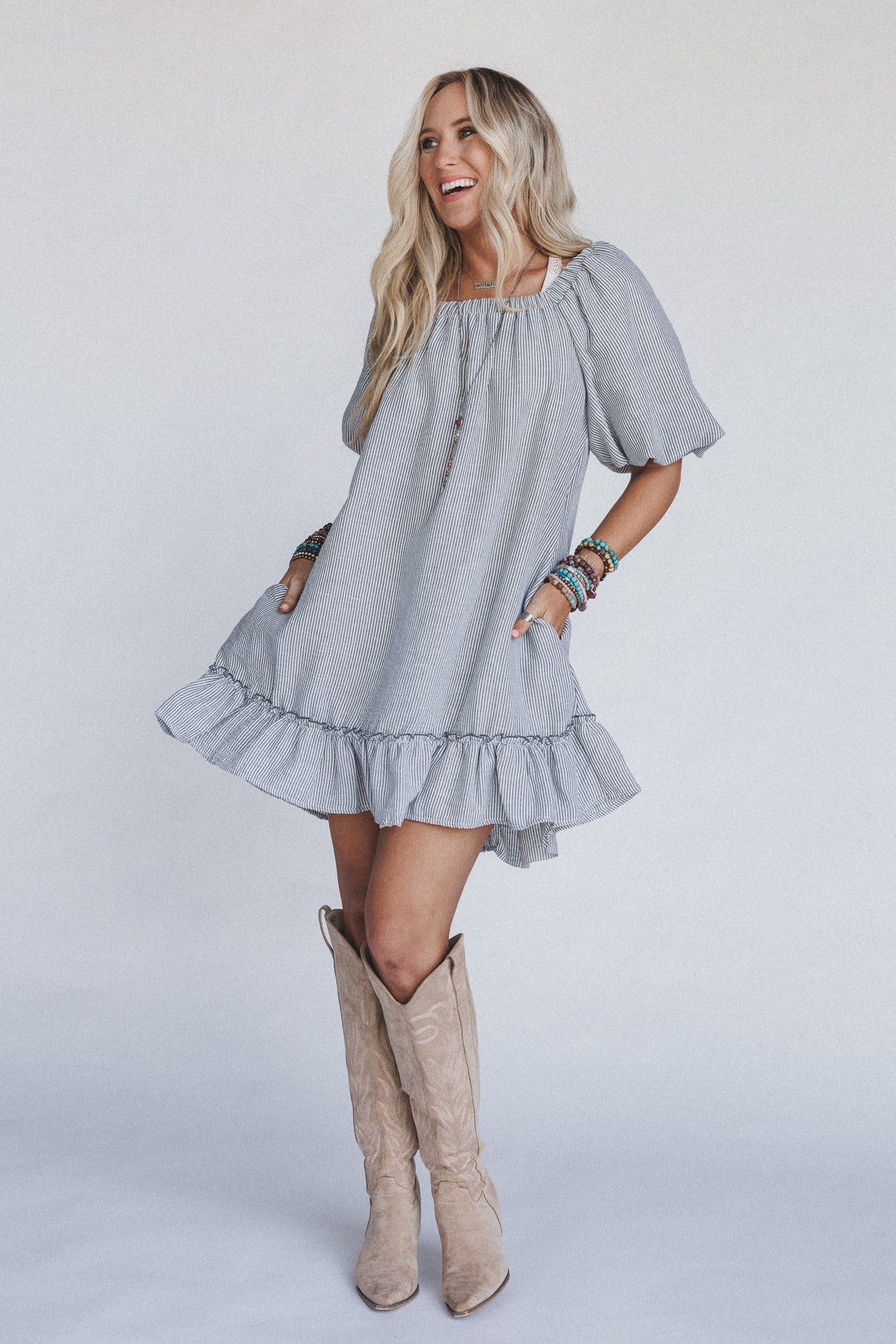 The Nest Solace Ruffled Hem Dress - Black