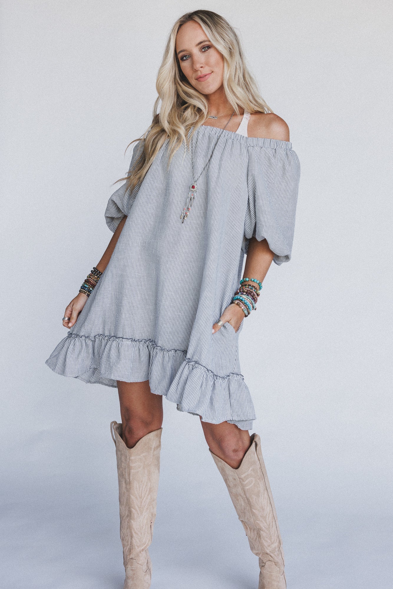 The Nest Solace Ruffled Hem Dress - Black