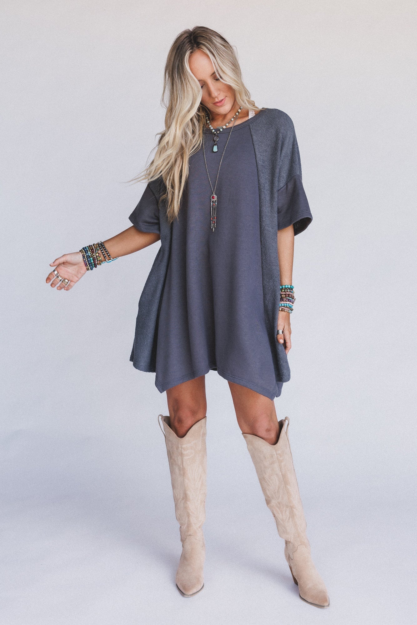 The Nest Meadowlight Tunic Dress - Charcoal