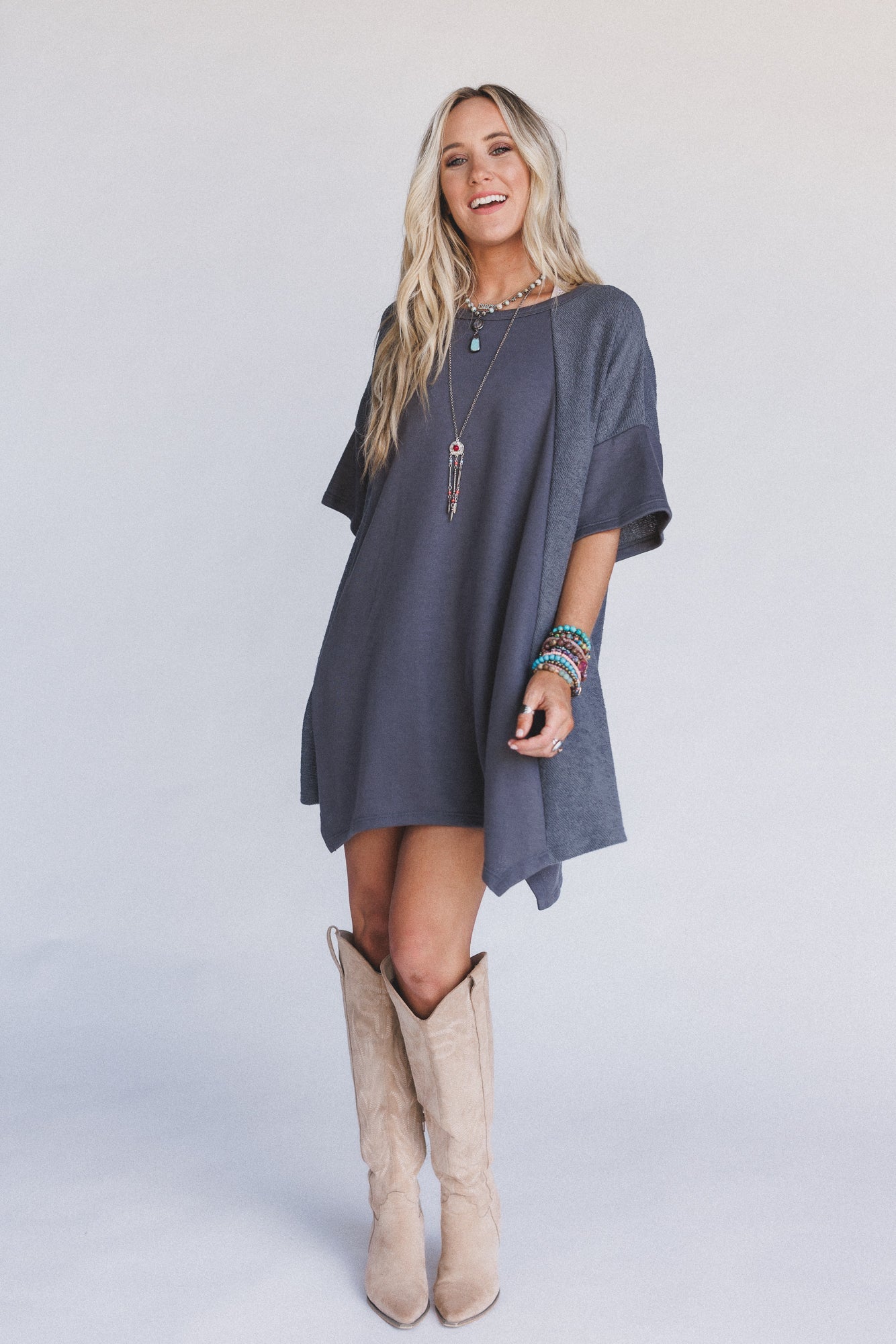 The Nest Meadowlight Tunic Dress - Charcoal