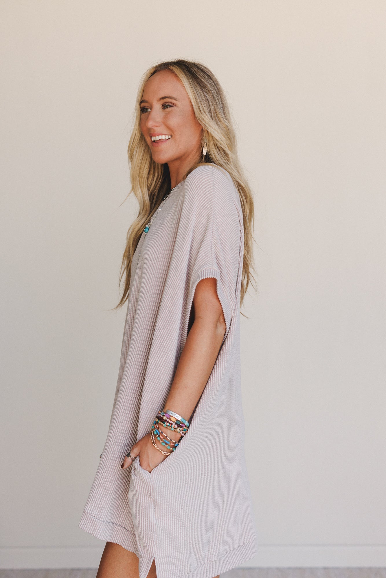 The Nest Moon Glow Texture Dress - Oat
