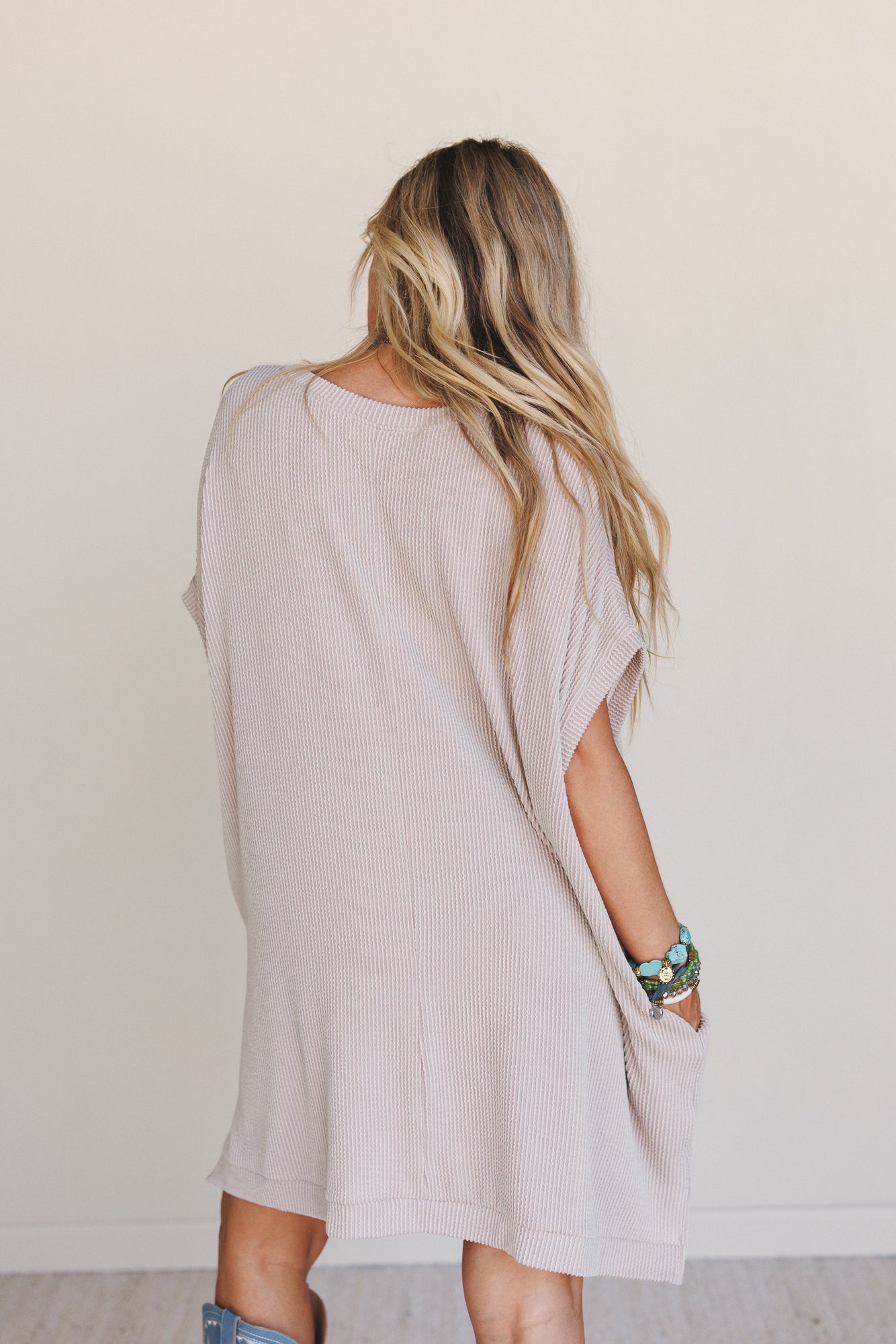 The Nest Moon Glow Texture Dress - Oat