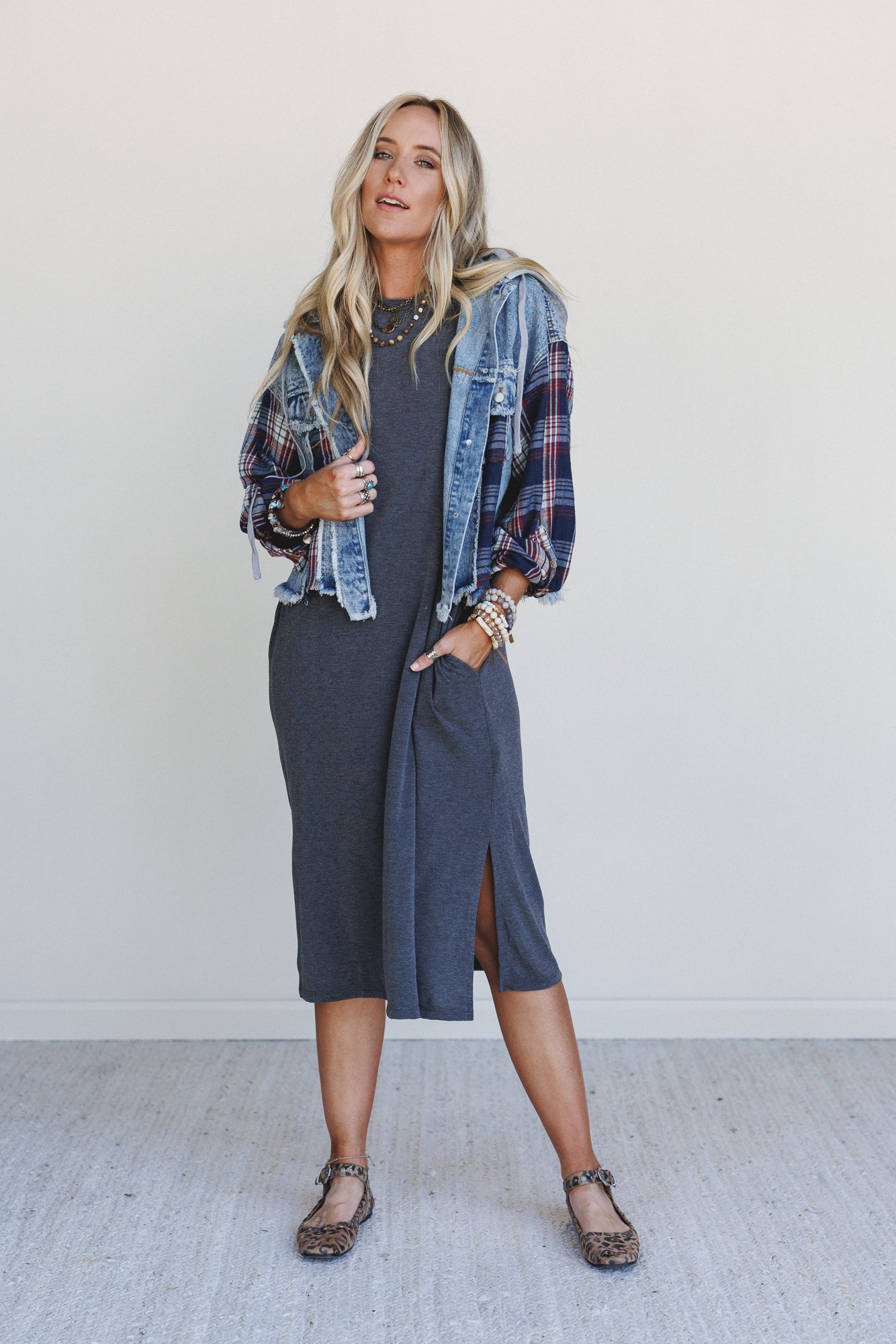 Cool City Plaid Jacket - Navy