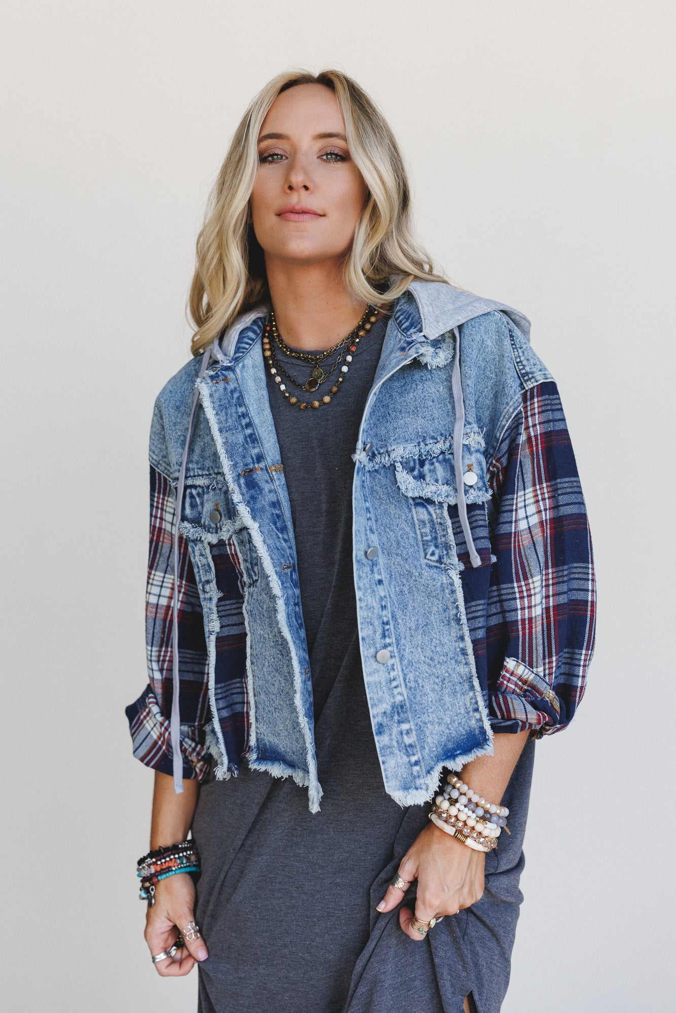 Cool City Plaid Jacket - Navy
