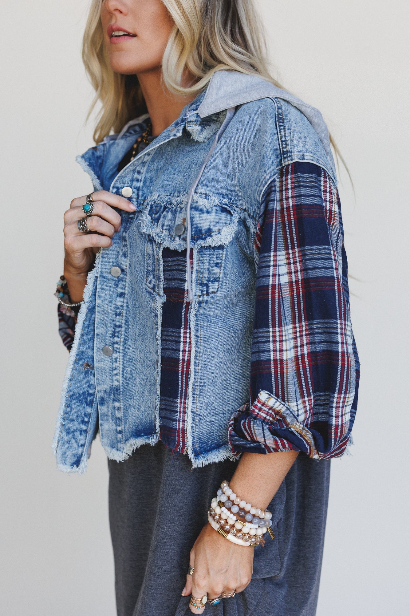 Cool City Plaid Jacket - Navy