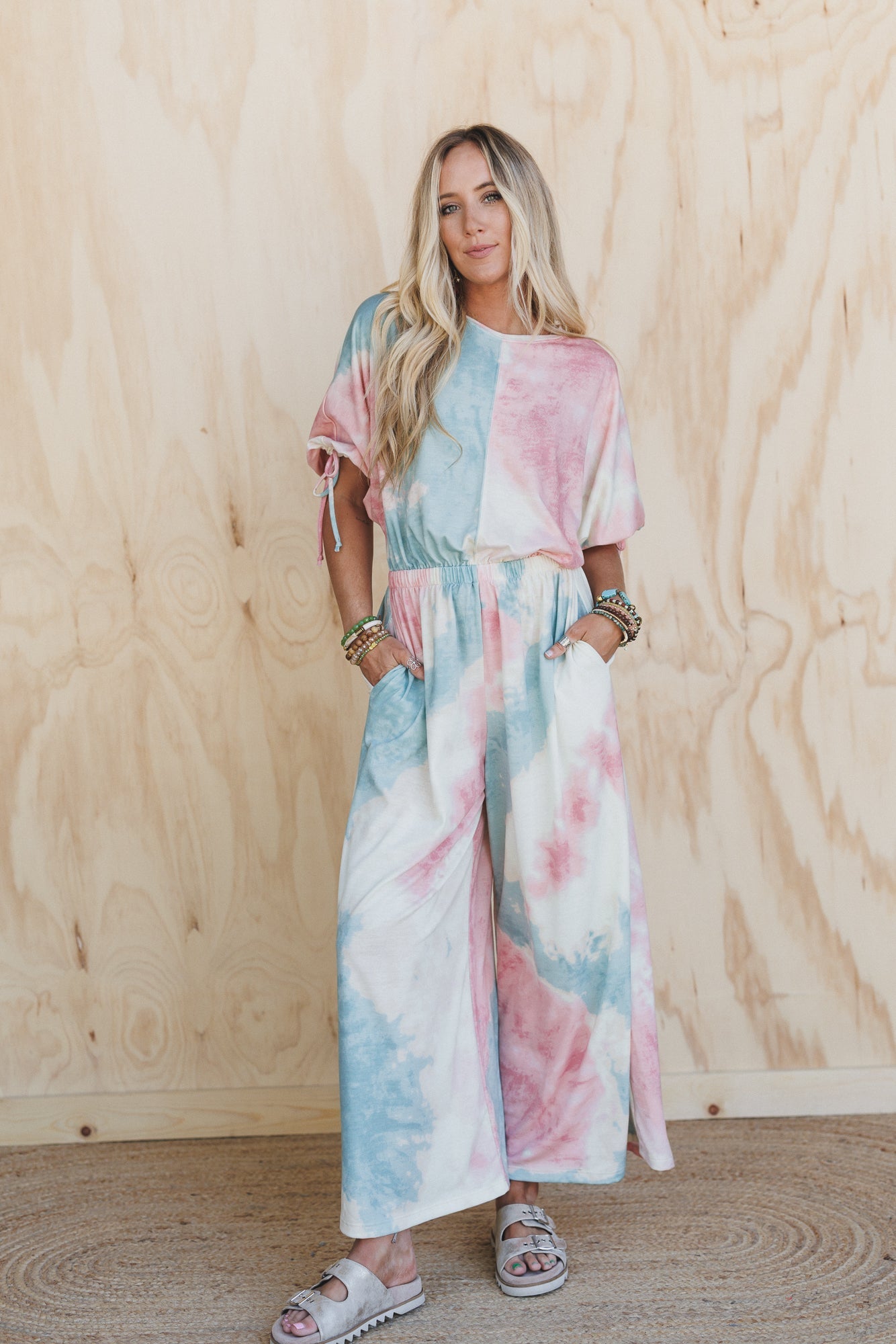 The Nest Carolina Comfy Wide Leg Jumpsuit - Tie Dye