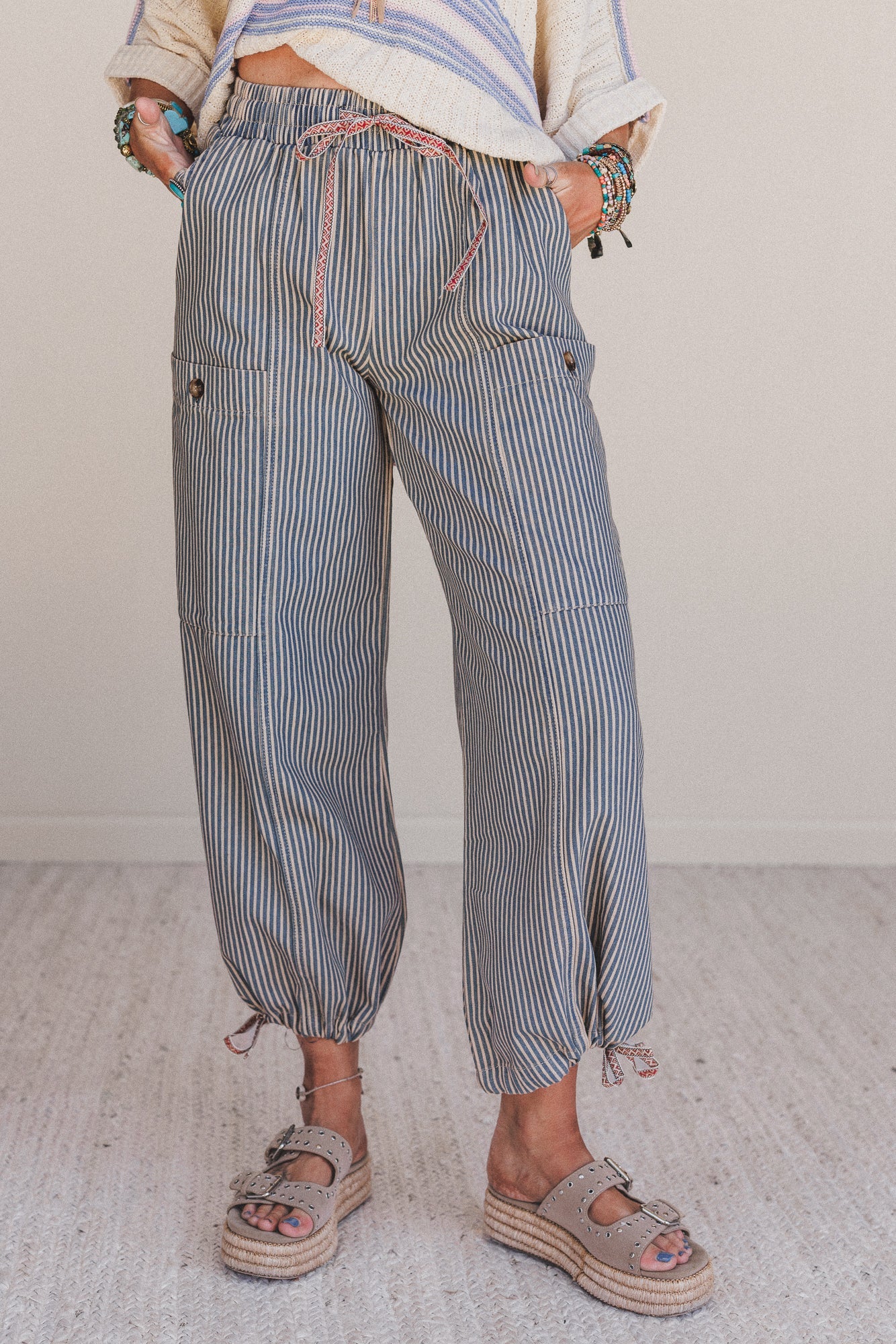 Wilson Striped Pants - Latte