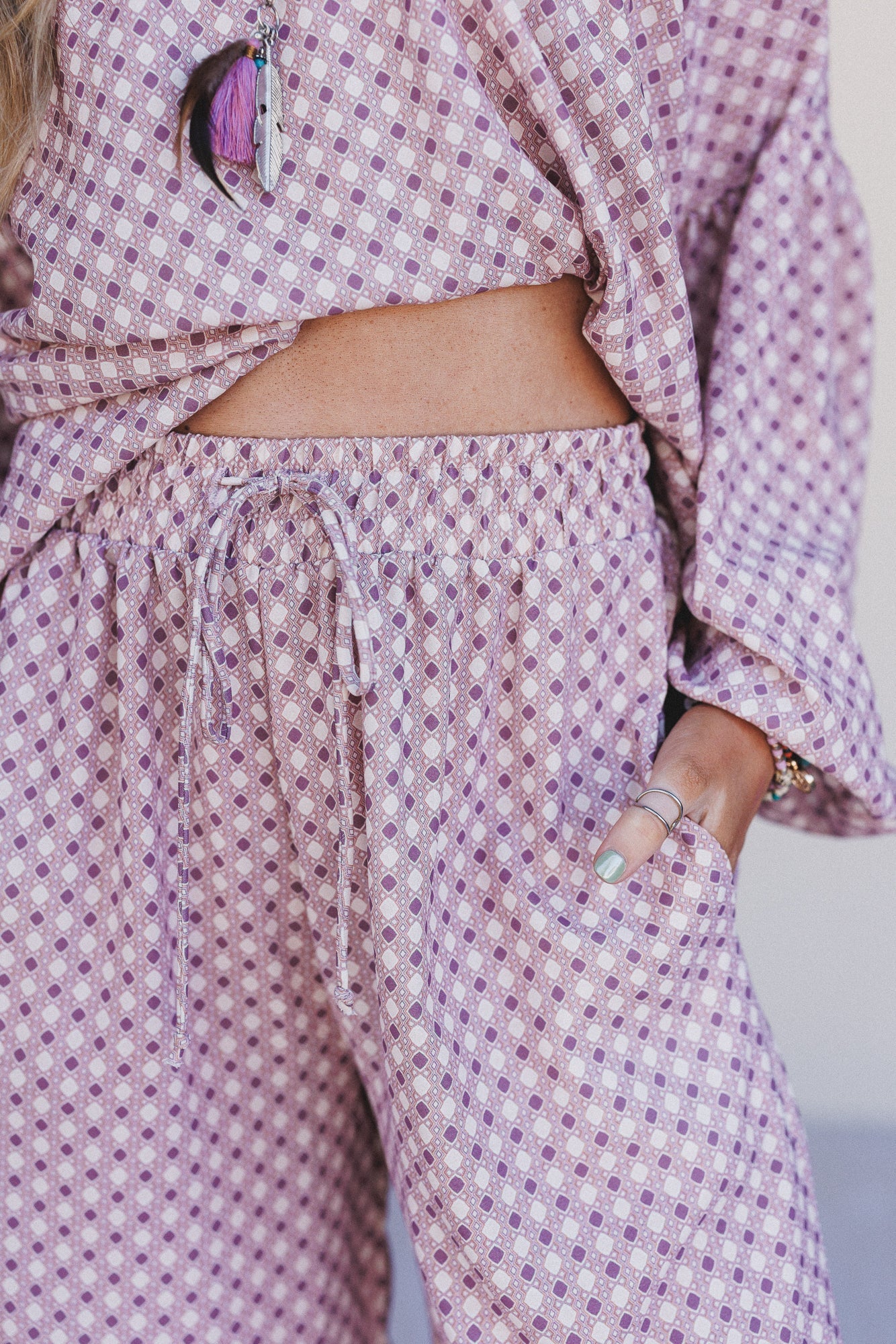 The Nest Mystic Mirage Printed Joggers - Burgundy