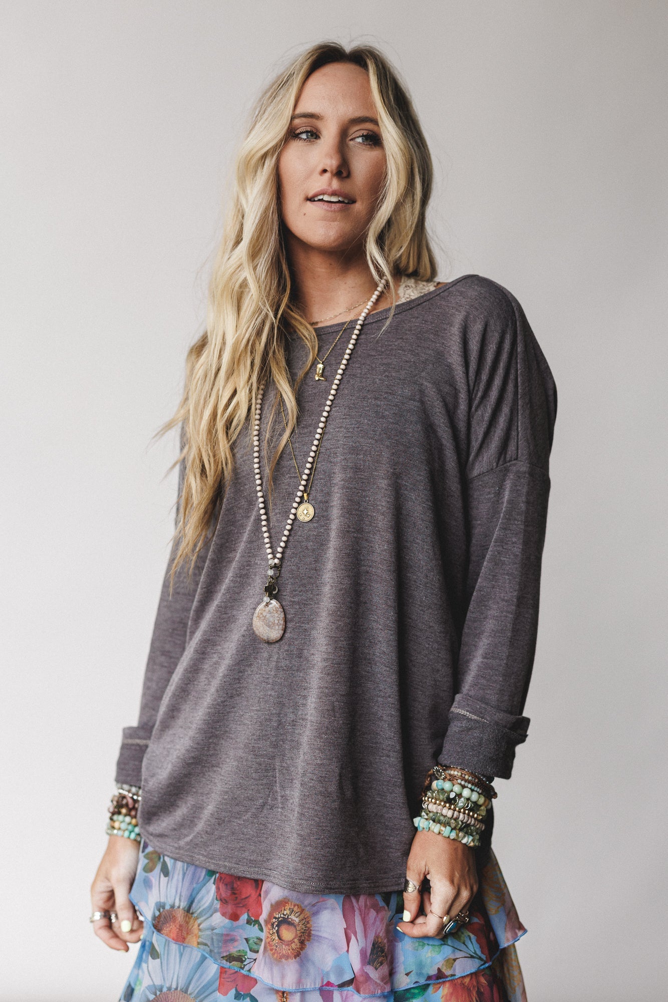 The Nest Twisted Harmony Top - Charcoal Brown