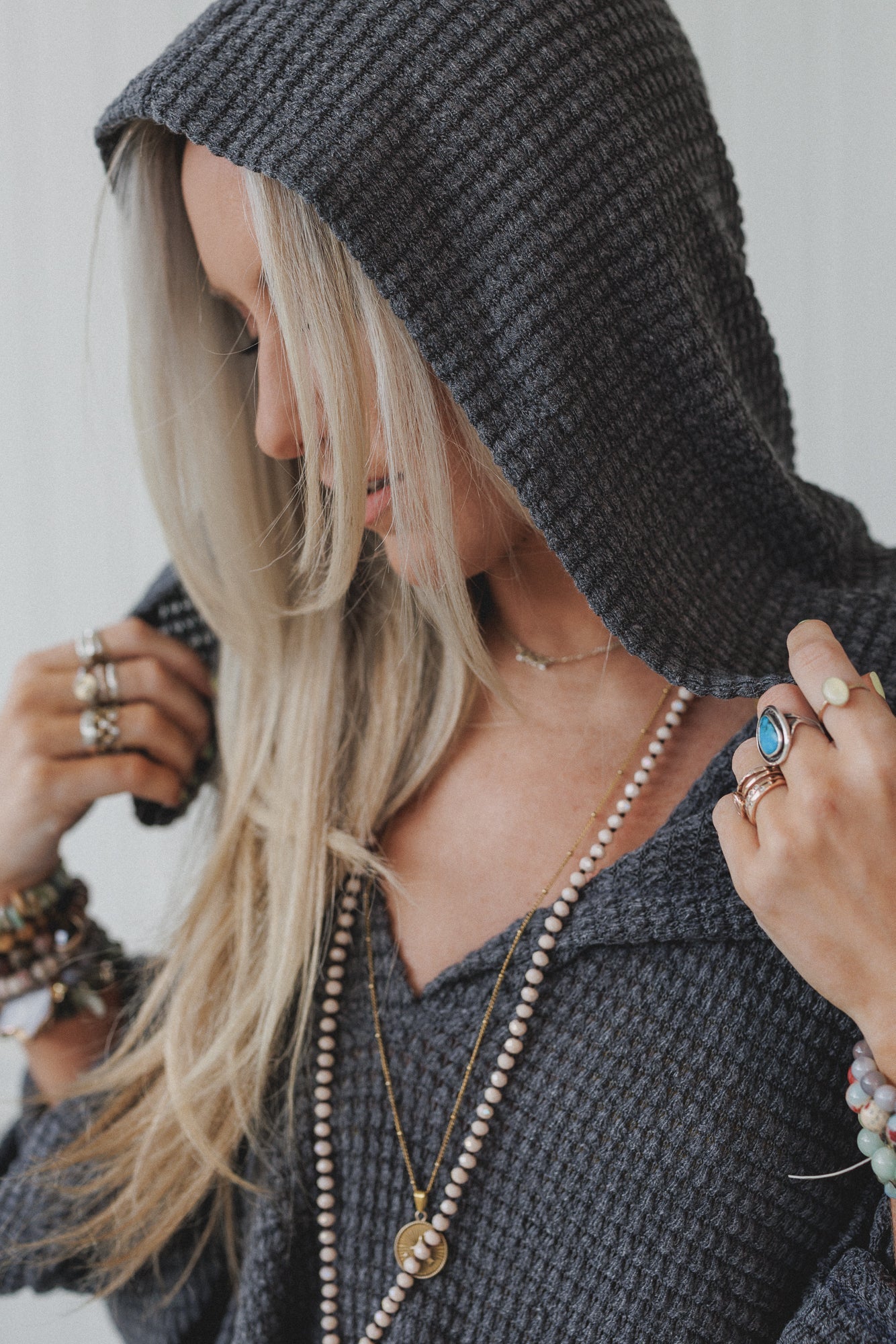 The Nest Serene Textured Top - Charcoal