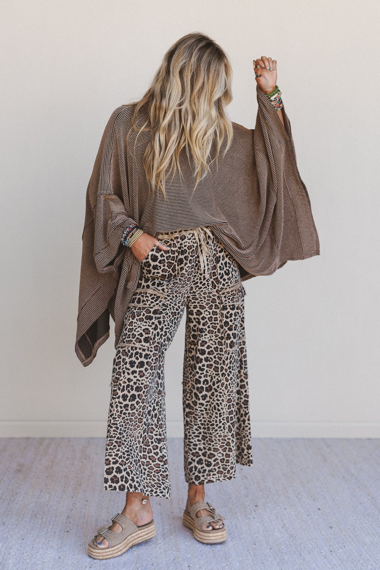 Lucky One Animal Print Cargo Pants - Mocha