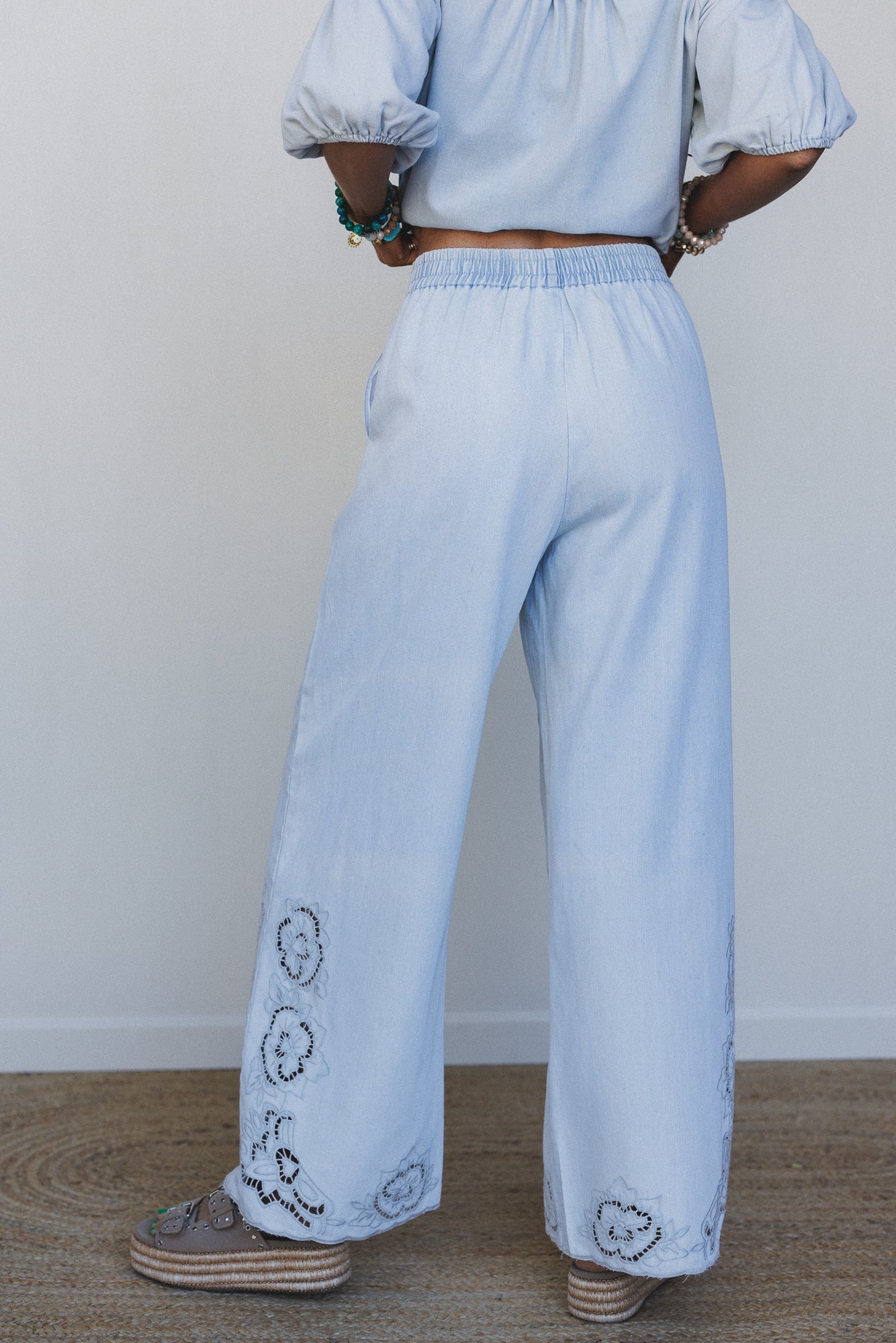 Leticia Embroidered 2 Piece Bundle - Denim