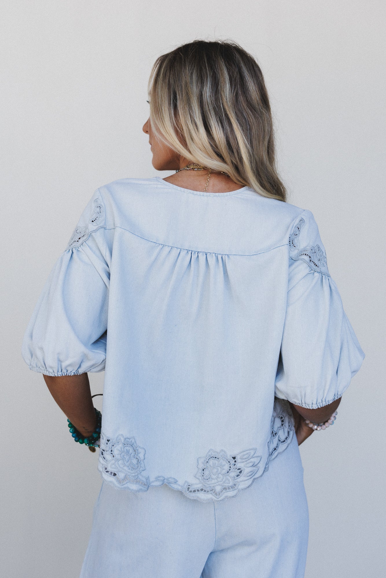 Leticia Embroidered 2 Piece Bundle - Denim