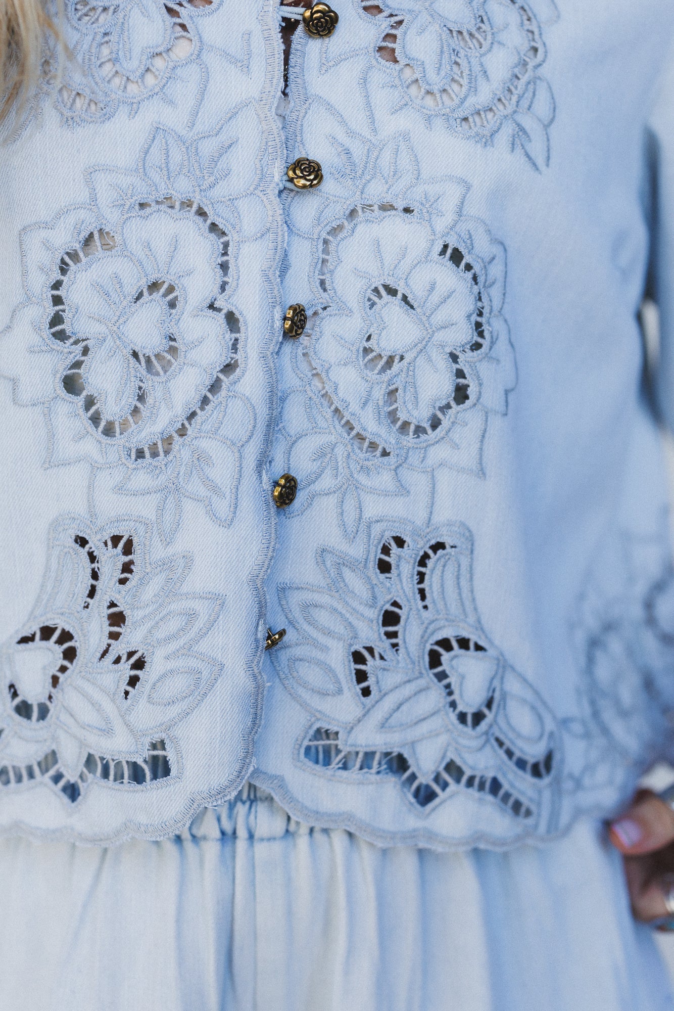 Leticia Embroidered 2 Piece Bundle - Denim