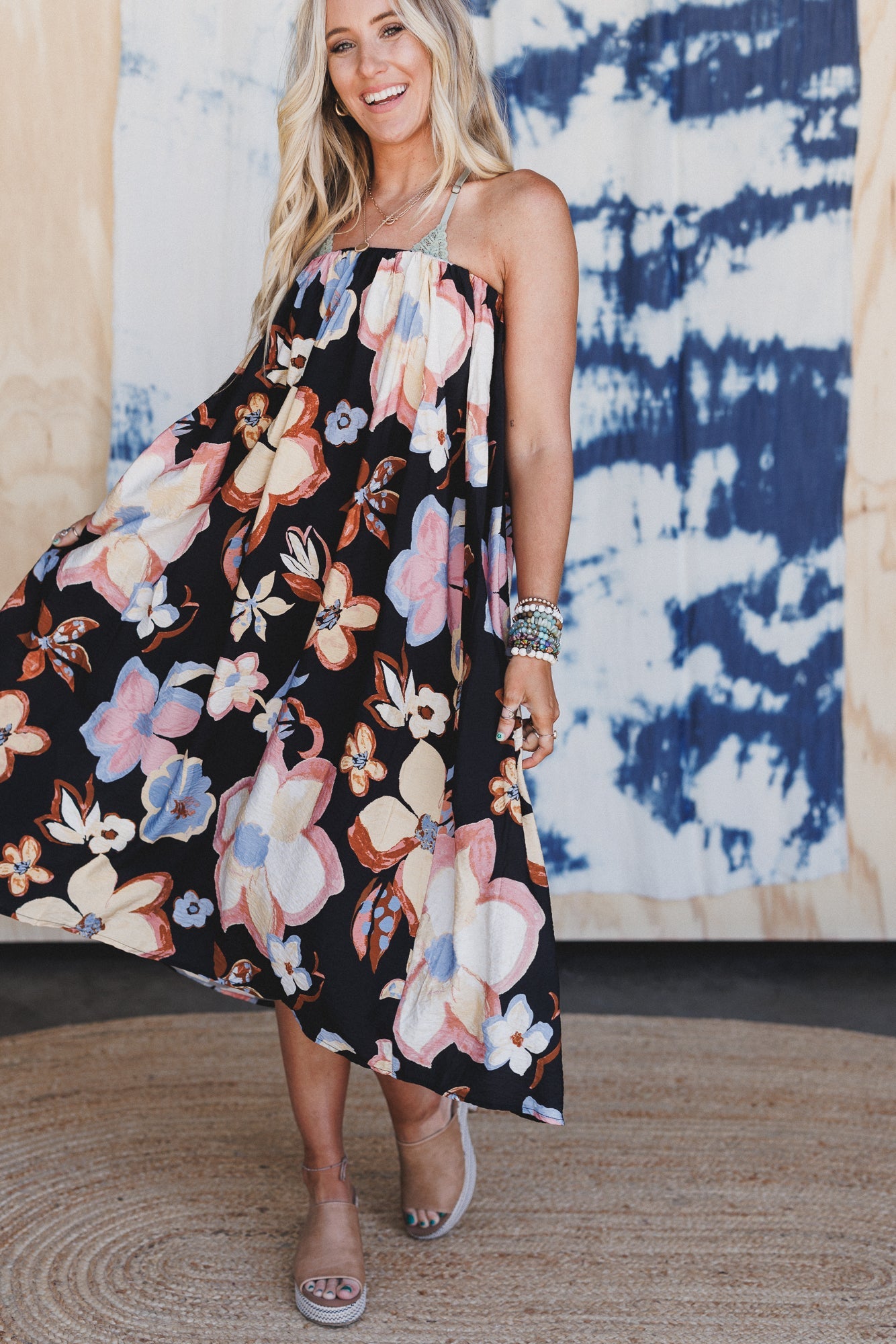 Mirra Floral Maxi Skirt - Black