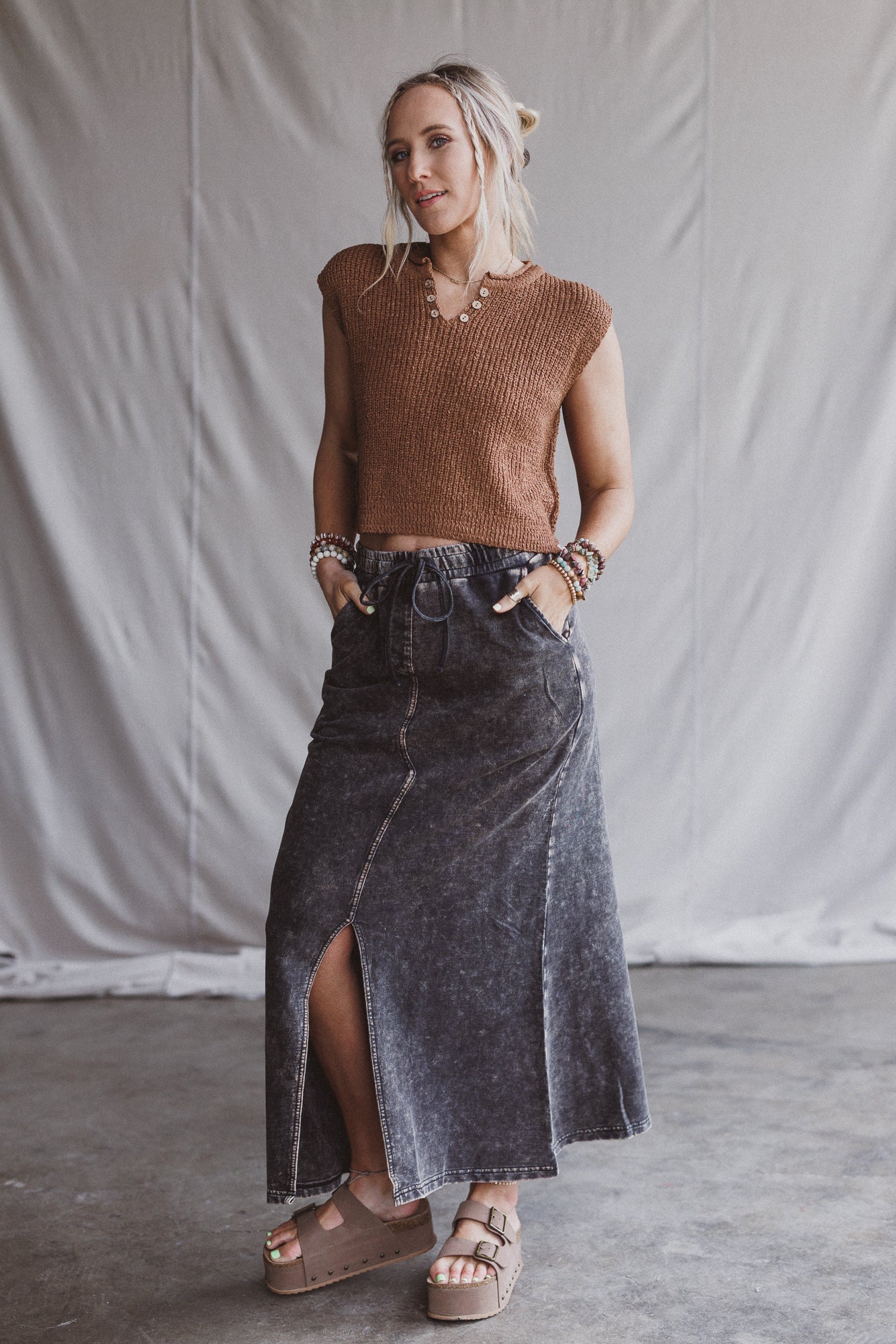 Open Skies Sweater Top - Camel