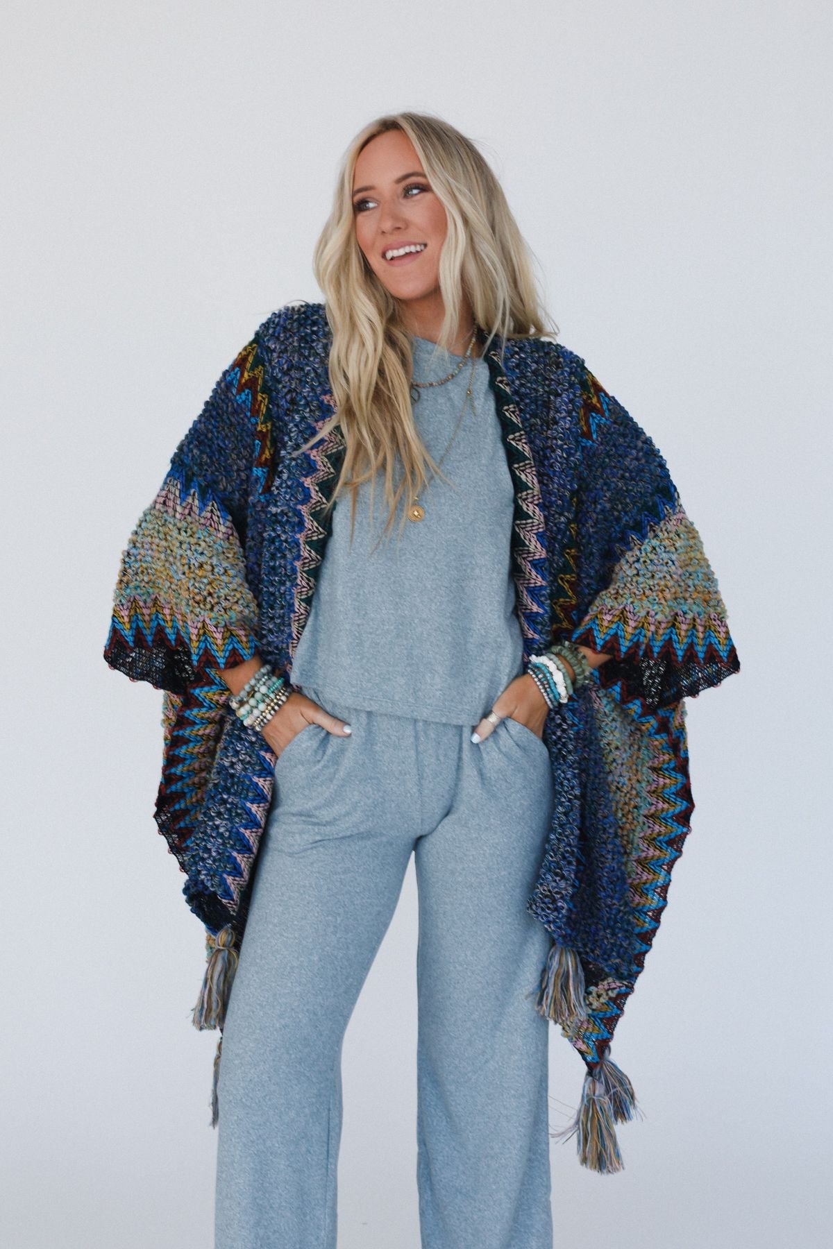 Desert Dreams Crochet Ruana - Cobalt