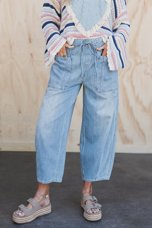 Bridgton Drawstring Barrel Jeans - Denim