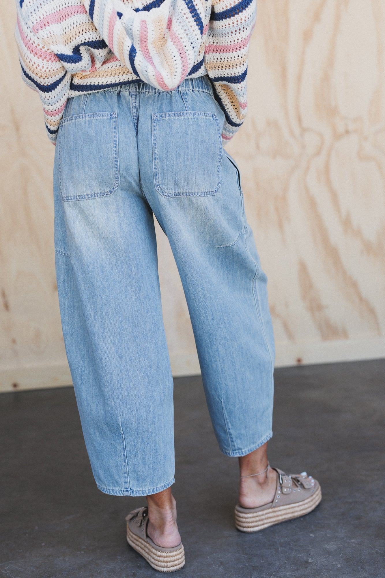 Bridgton Drawstring Barrel Jeans - Denim