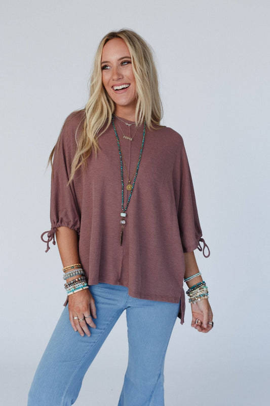 The Nest Little Lark Puff Sleeve Tee - Mulberry