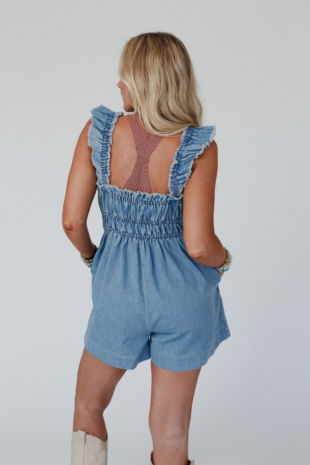 Dazzle In Denim Romper - Denim