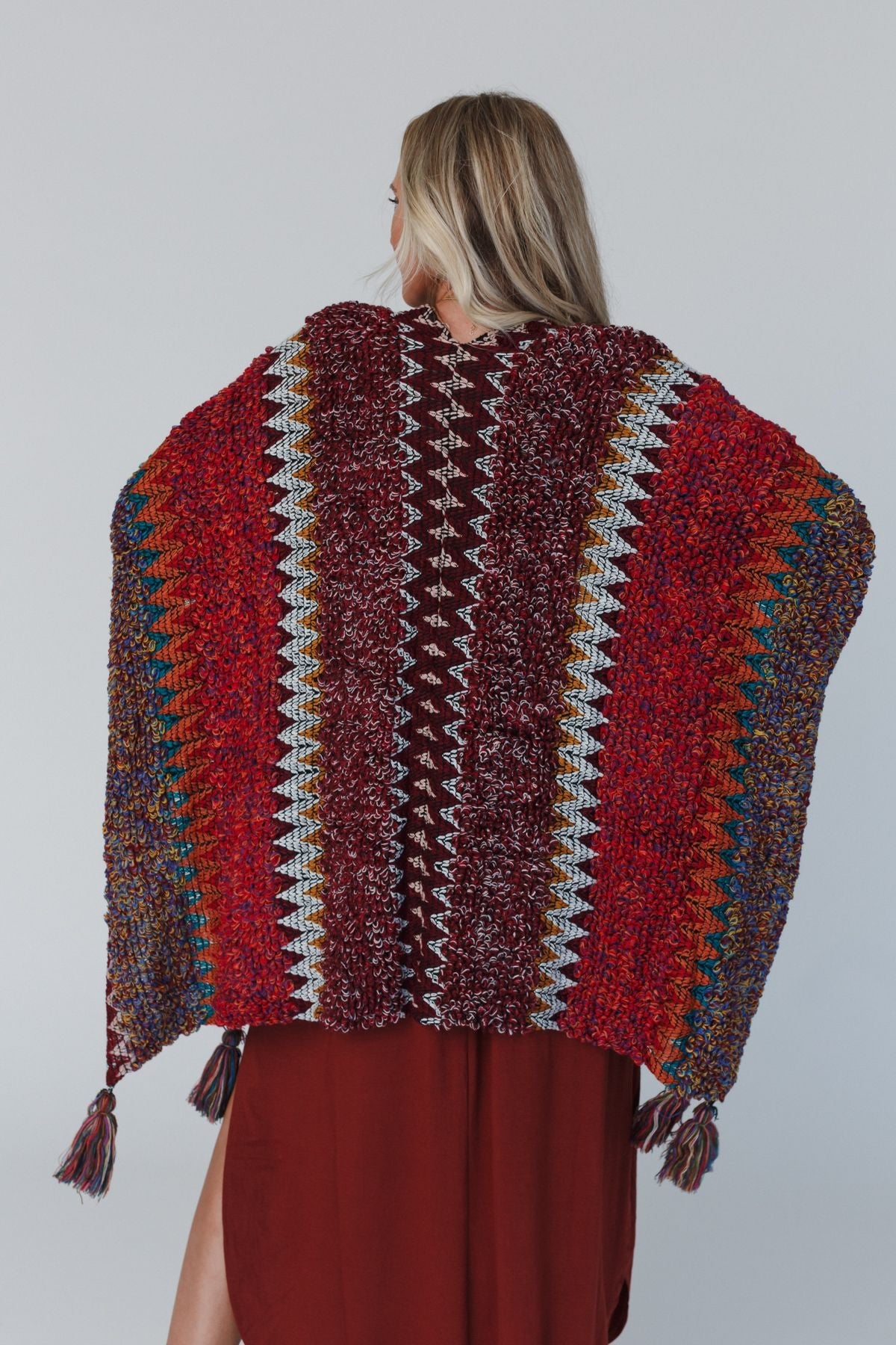 Desert Dreams Crochet Ruana - Maroon