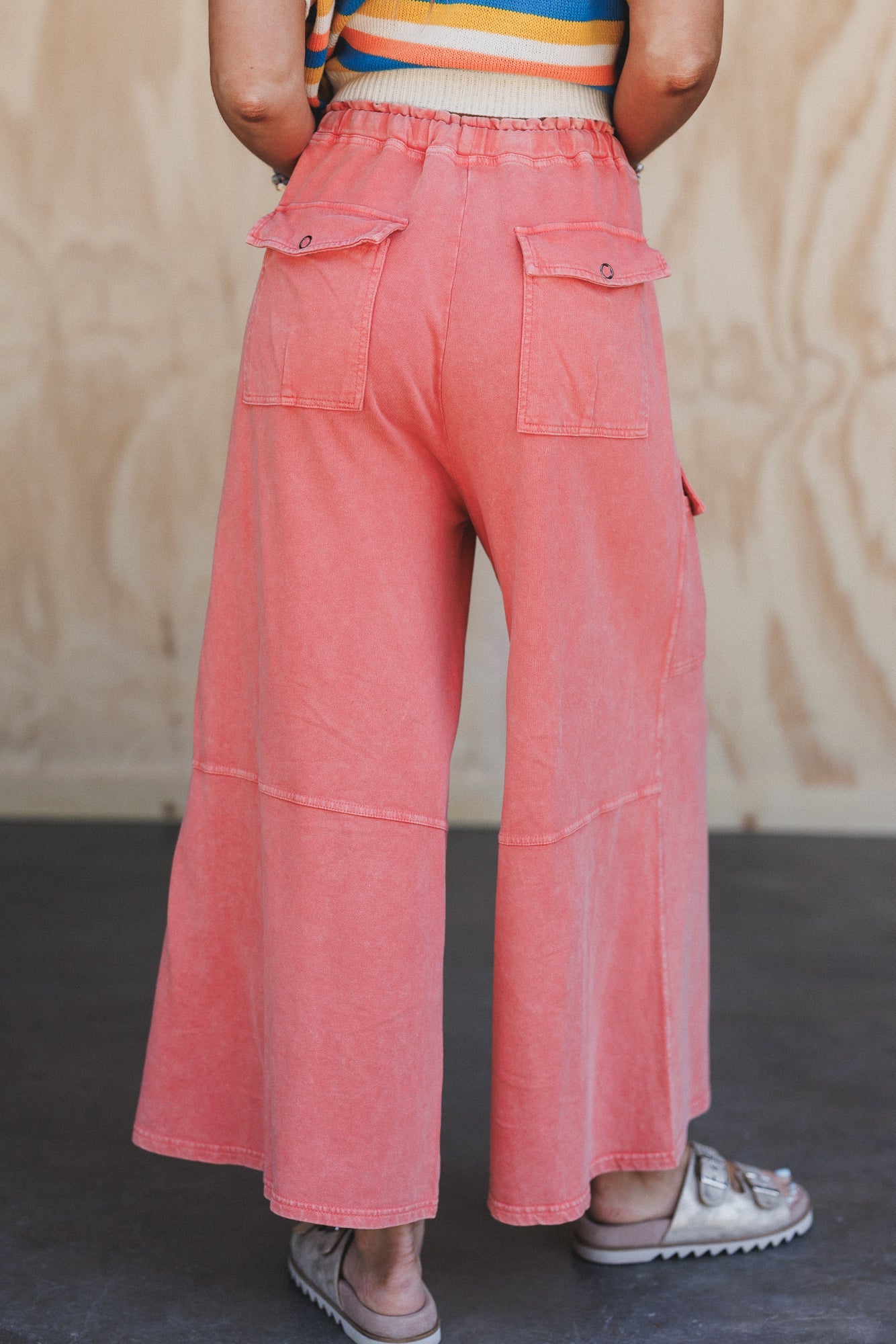 The Nest Cargo Cascade Wide Leg Pants - Carnation