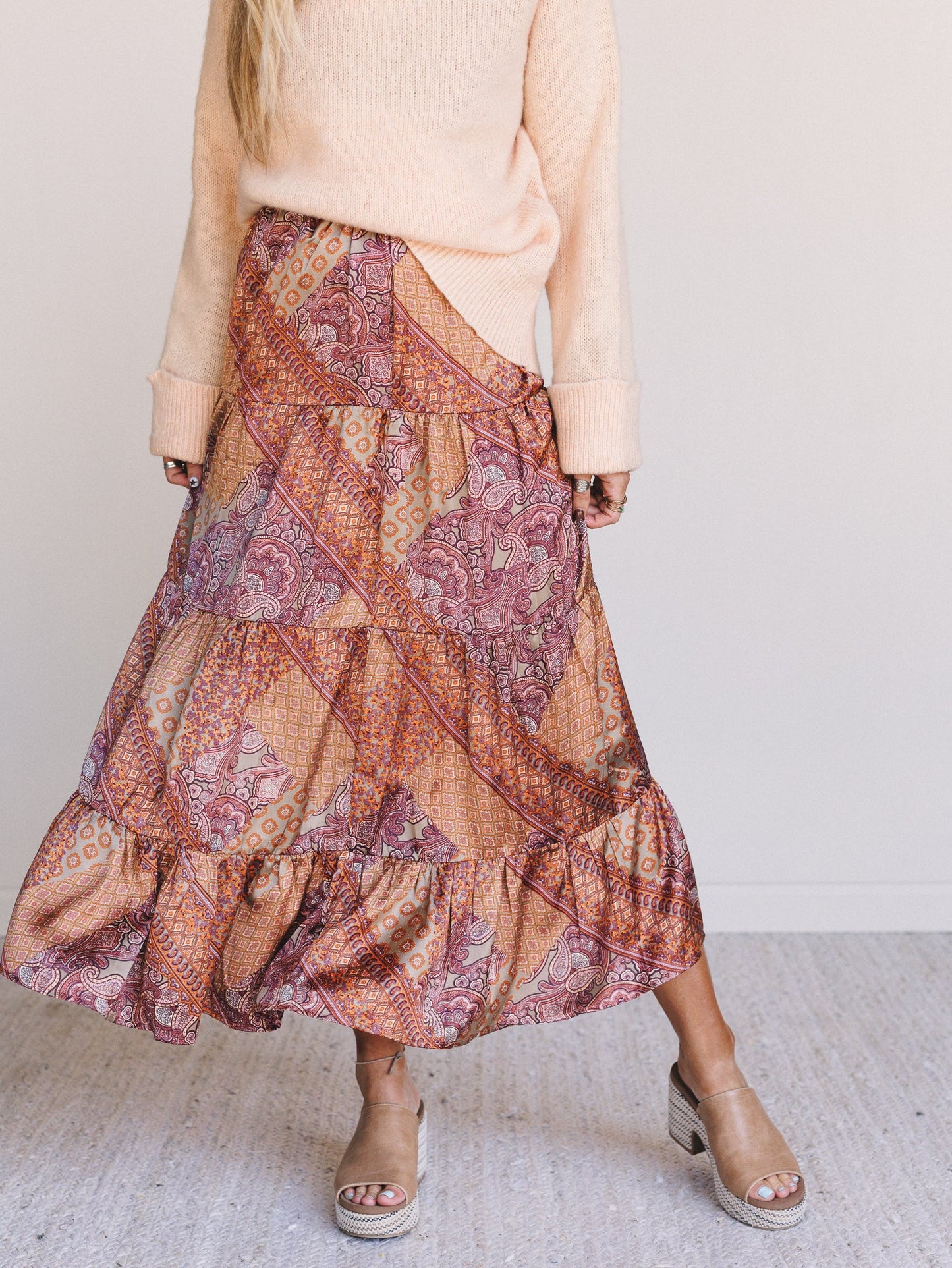 Fern Print Skirt - Hazelnut