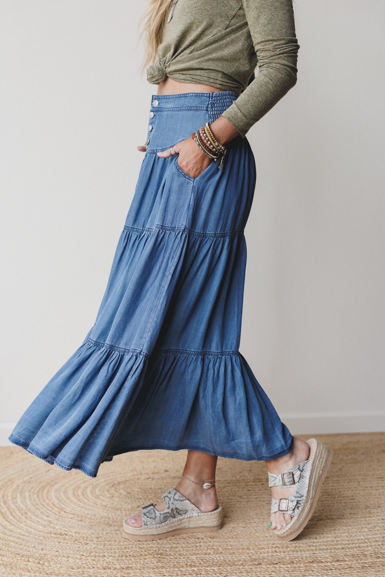 Meadow Blues Maxi Skirt - Denim
