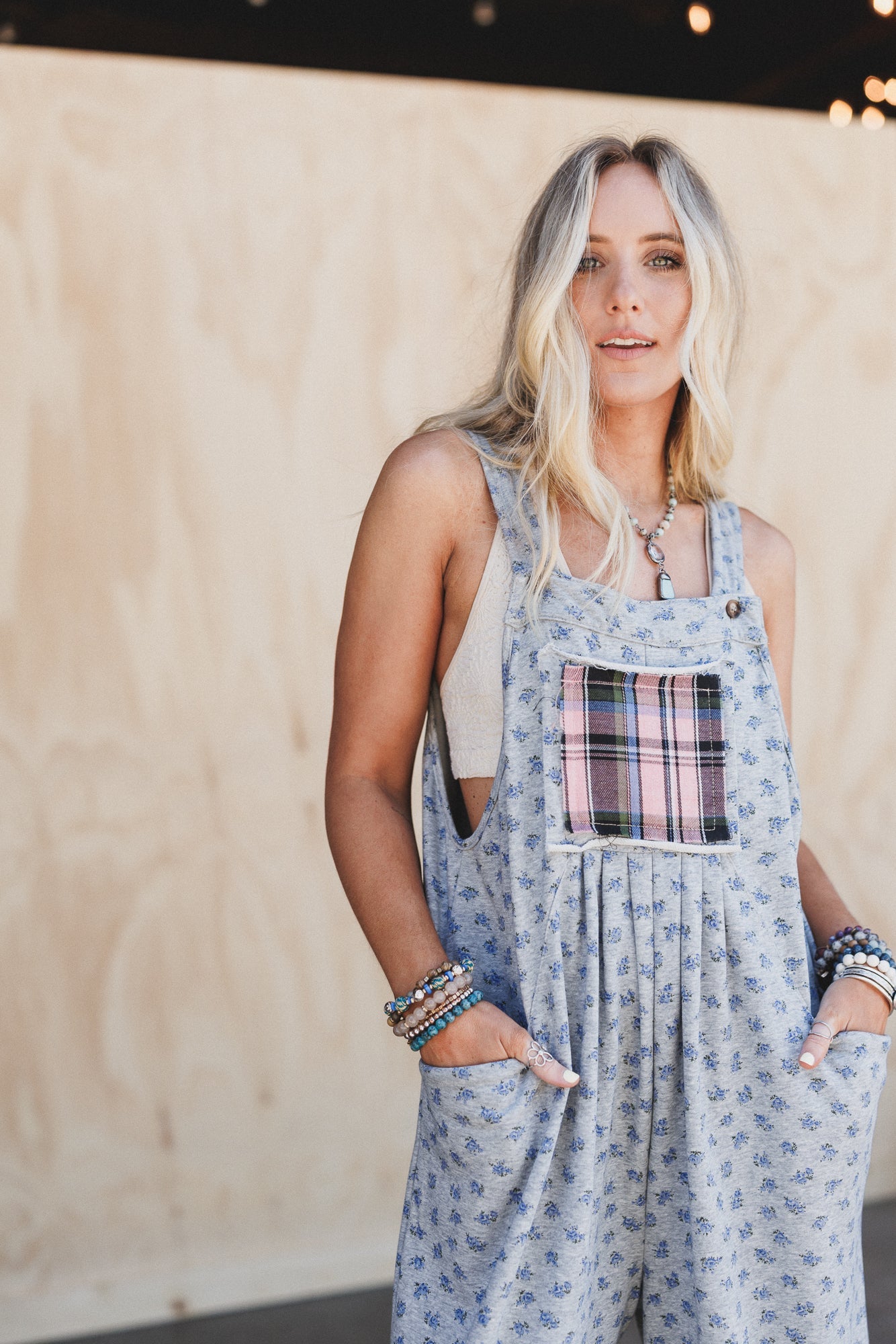 Petal Patch Overalls - Gray
