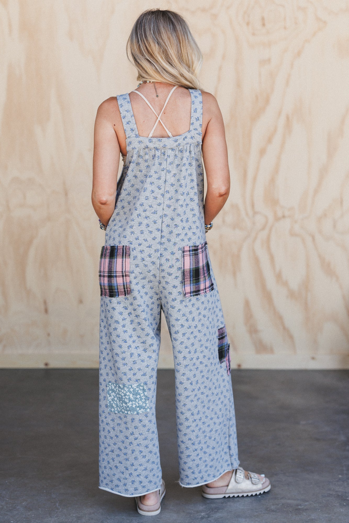 Petal Patch Overalls - Gray