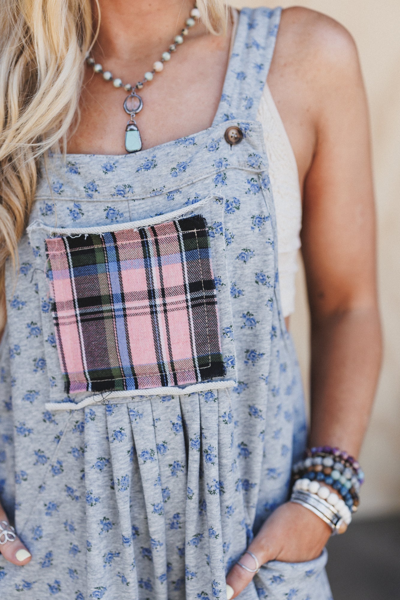 Petal Patch Overalls - Gray