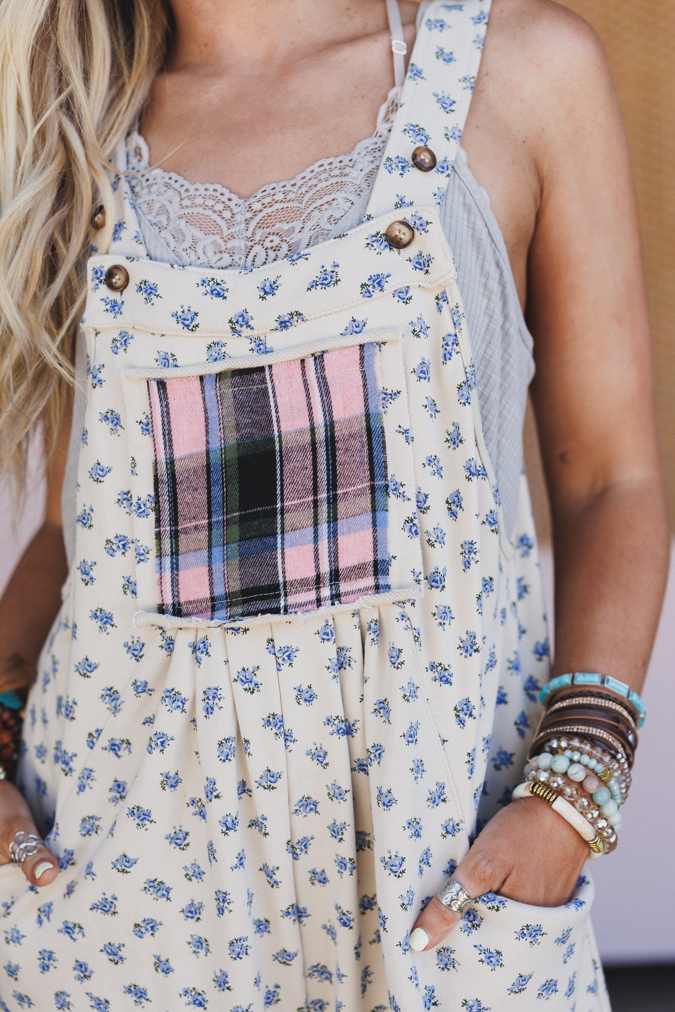 Petal Patch Overalls - Latte