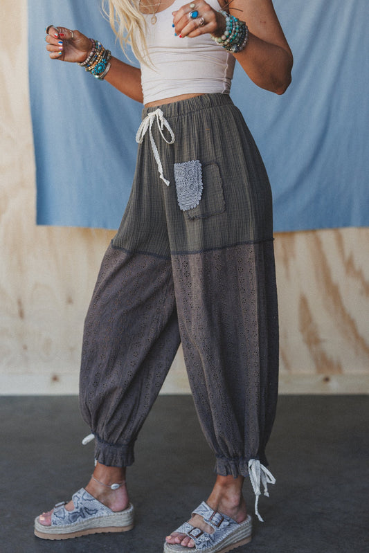 Love Struck Embroidered Joggers - Charcoal