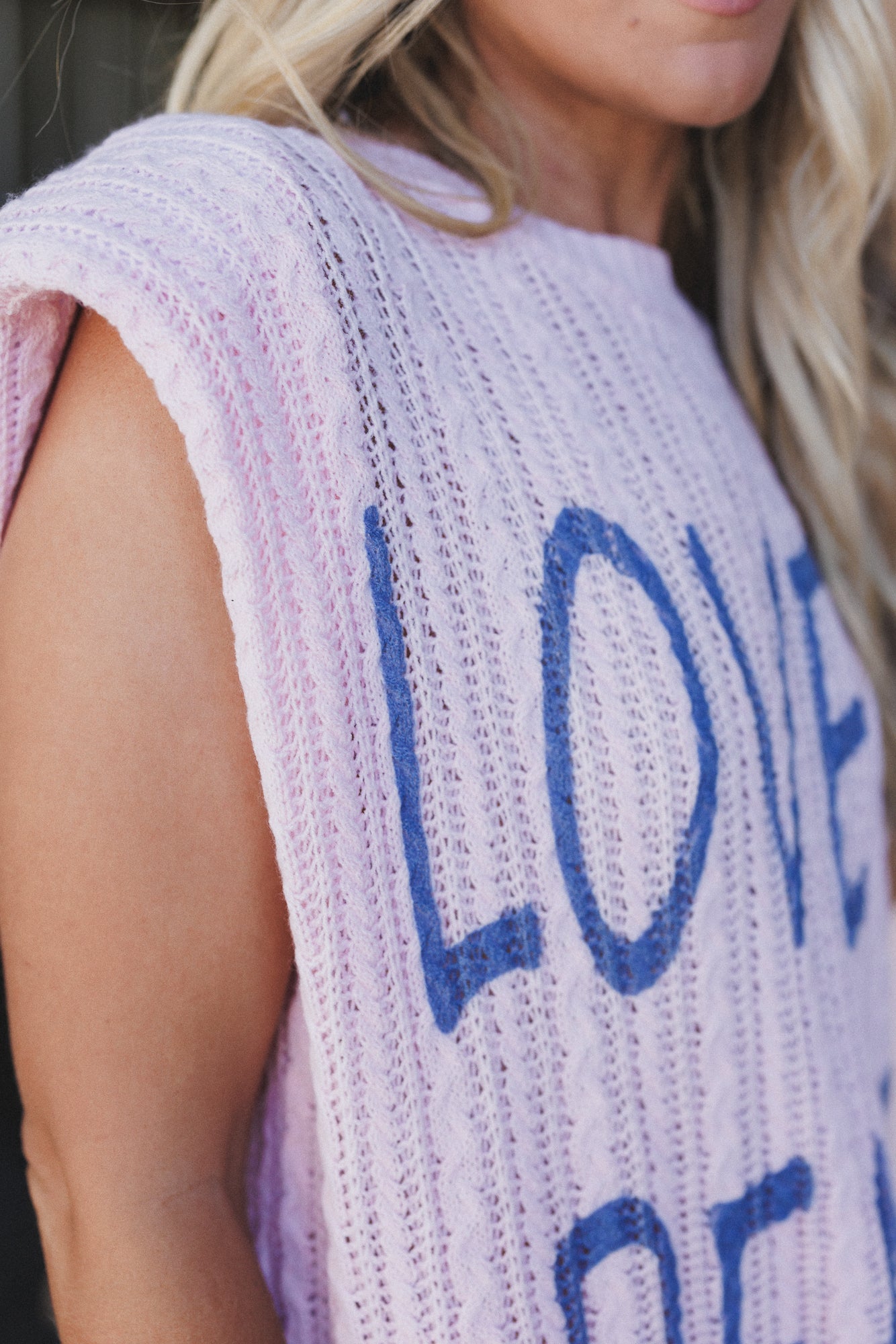 Love Peace Graphic Knit Top - Pink