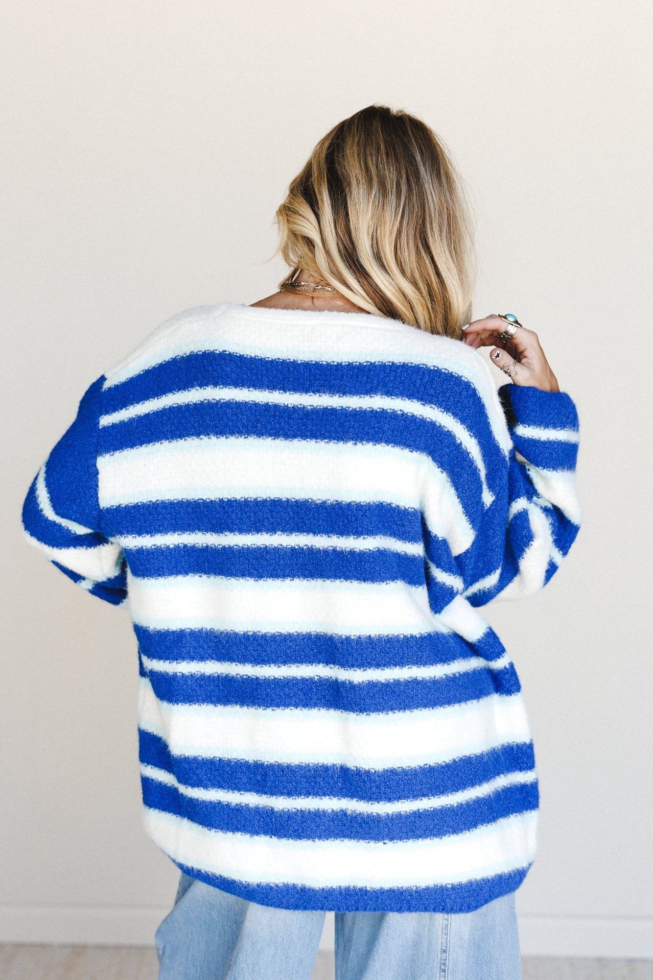 Horizon Wave Striped Sweater - Blue