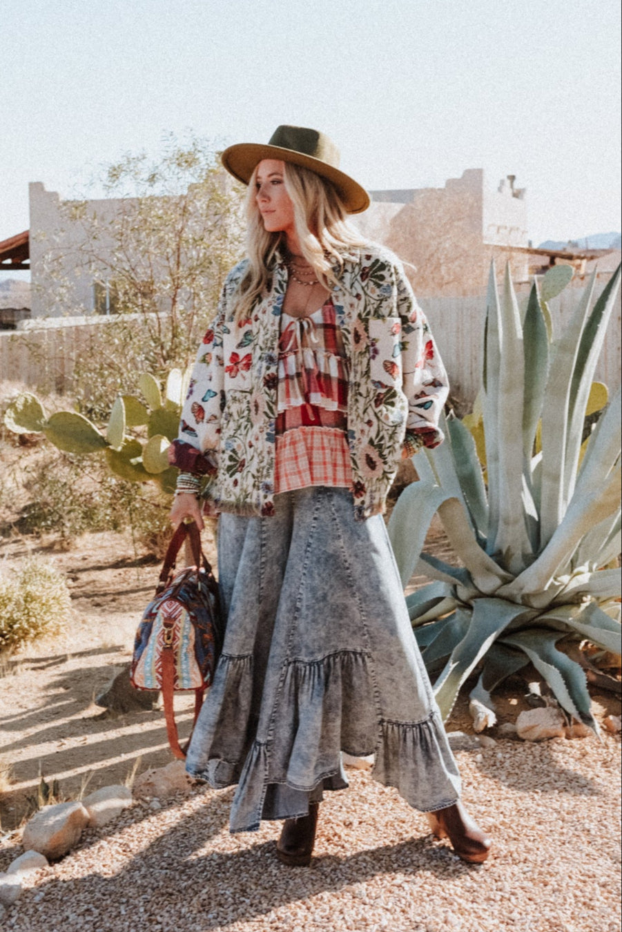 Clover Stitch Plaid Top - Pink