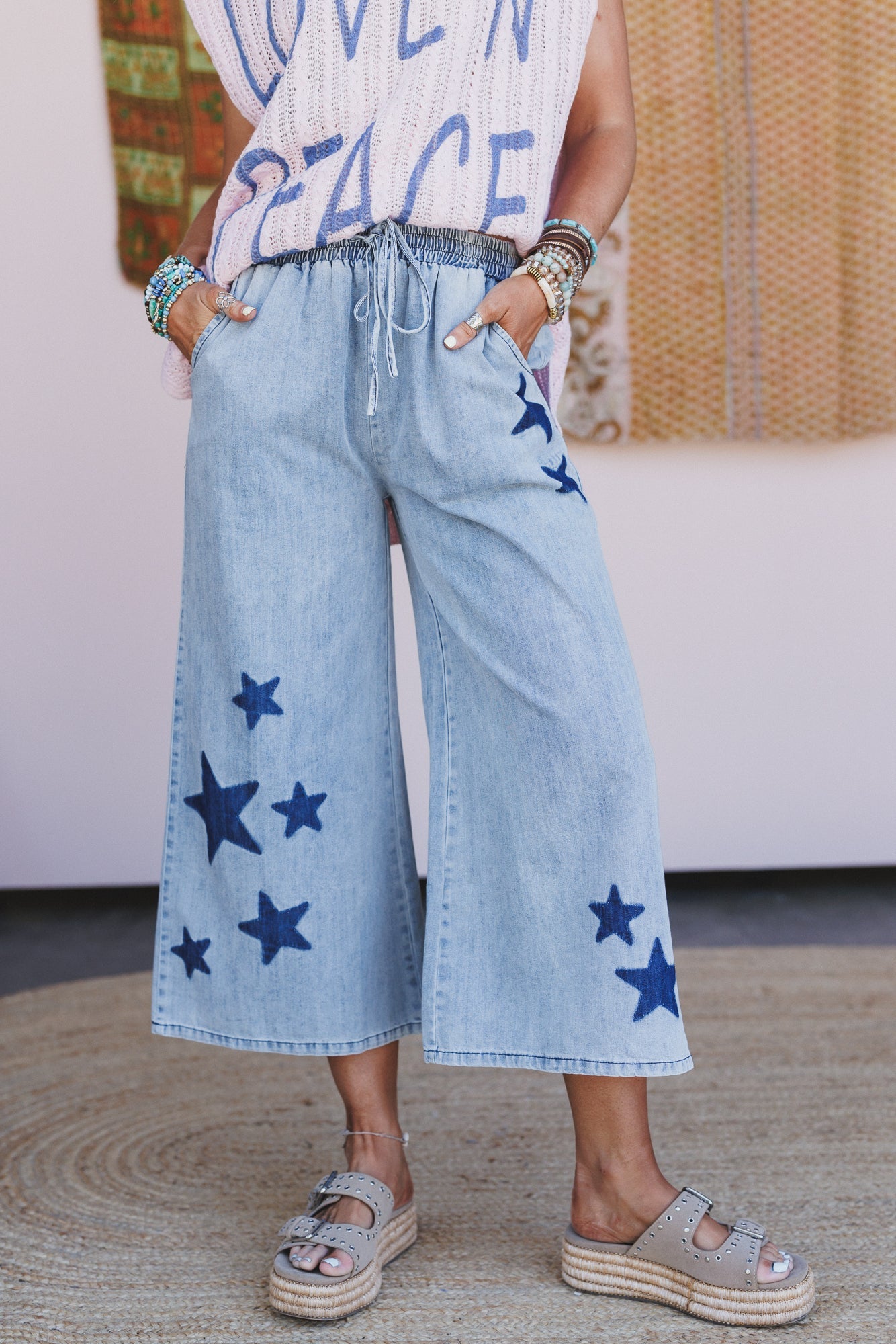 Nova Star Wide Leg Pants - Light Denim