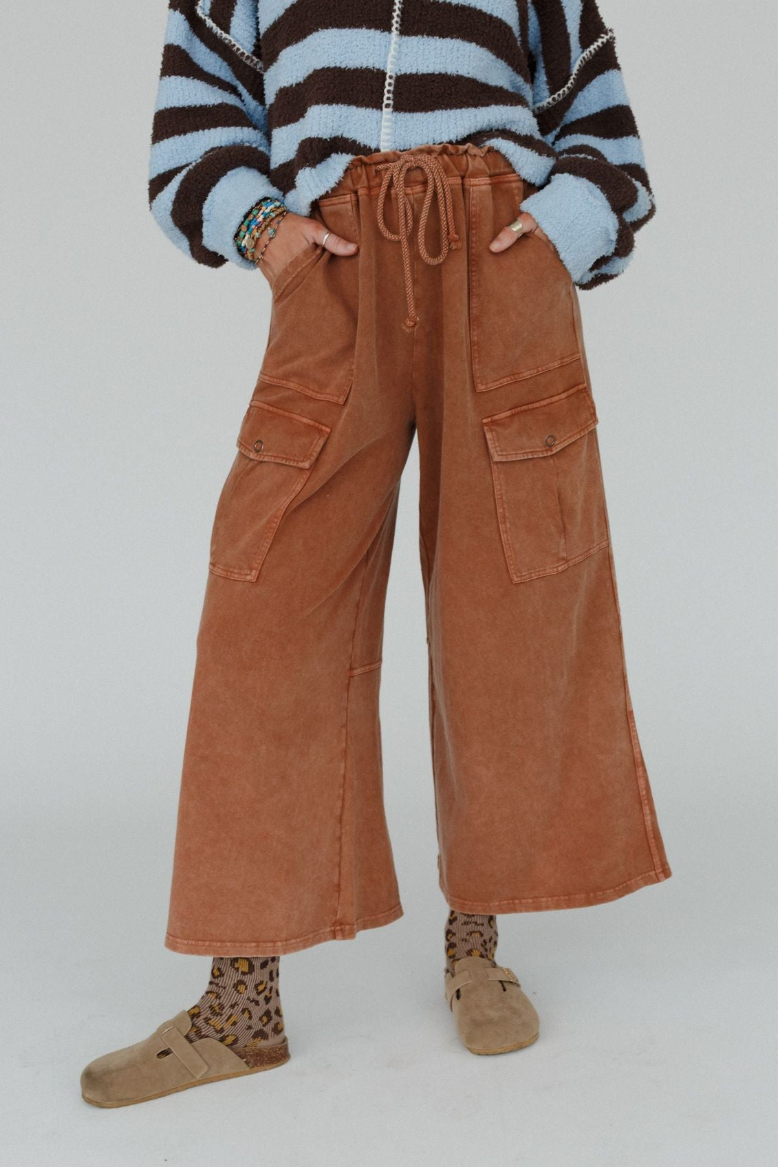 The Nest Cargo Cascade Wide Leg Pants - Copper