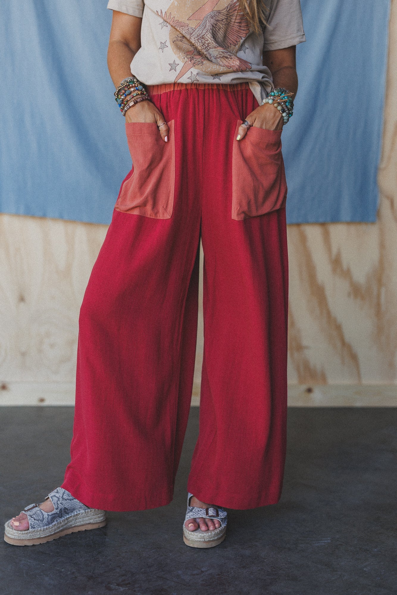 The Nest No Rush Wide Leg Pants - Terracotta Multi