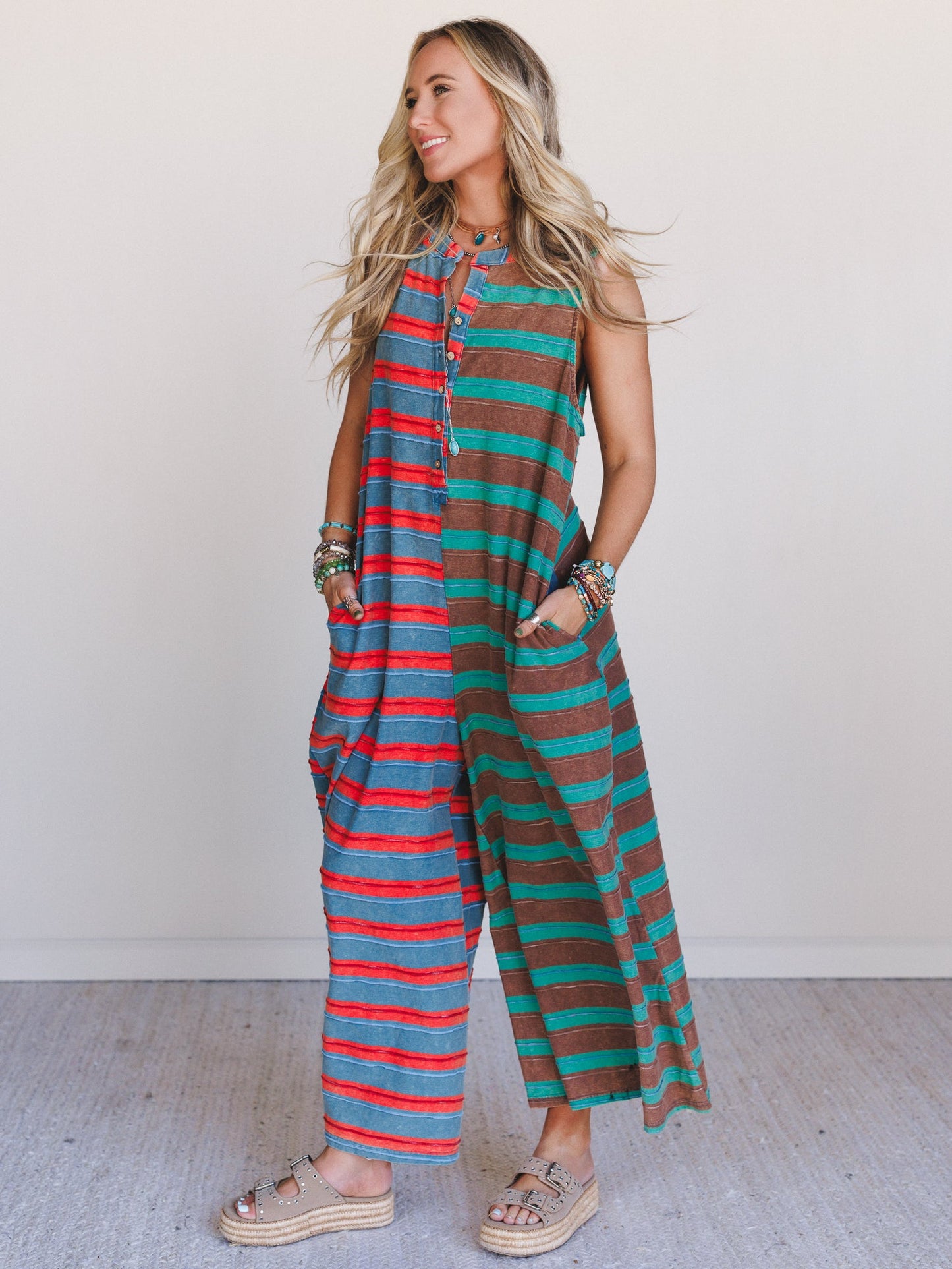 The Nest Cruise Lines Jumpsuit - Teal Brown