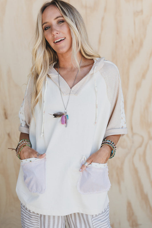 Just For You Hoodie Tunic Top - Cream