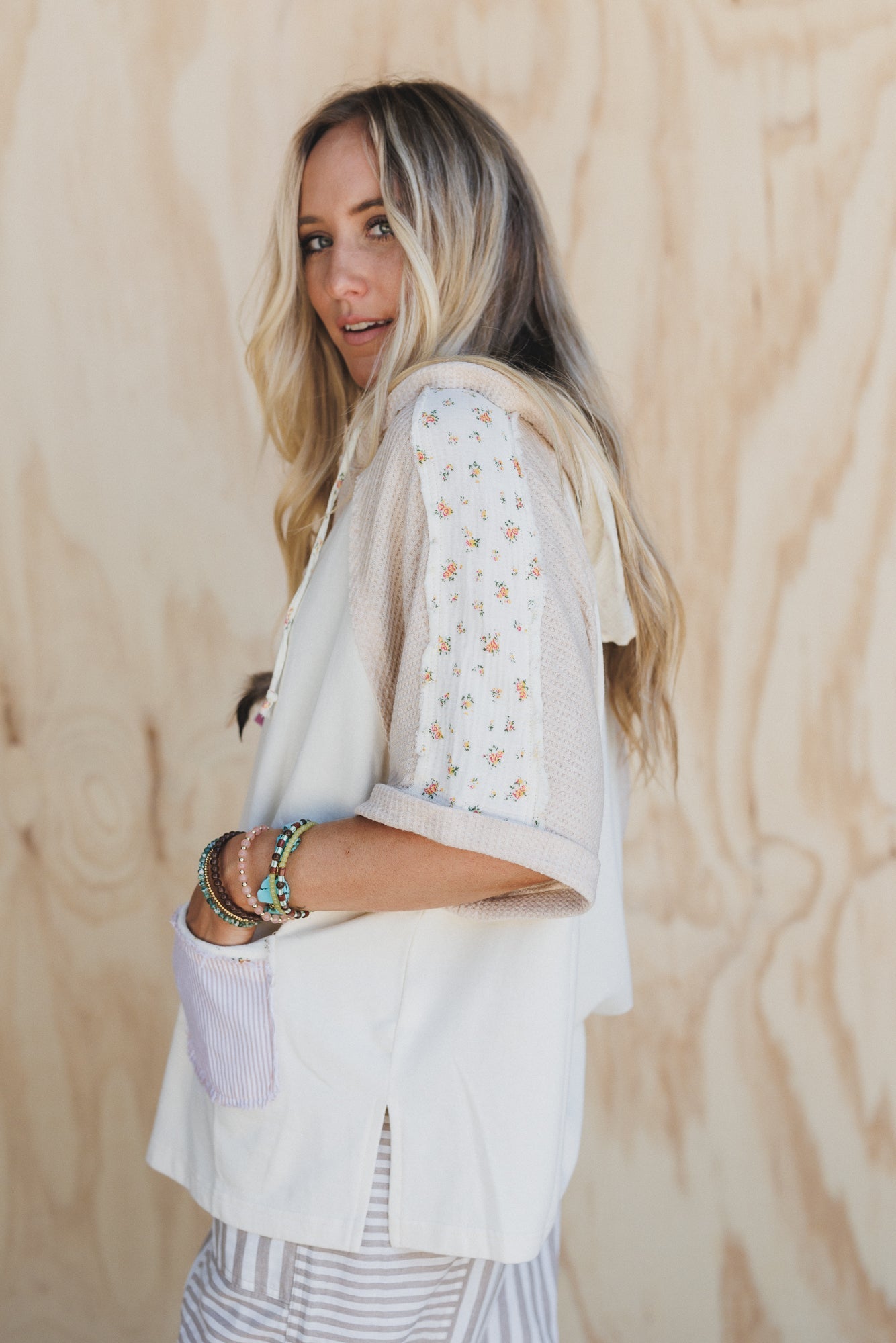 Just For You Hoodie Tunic Top - Cream